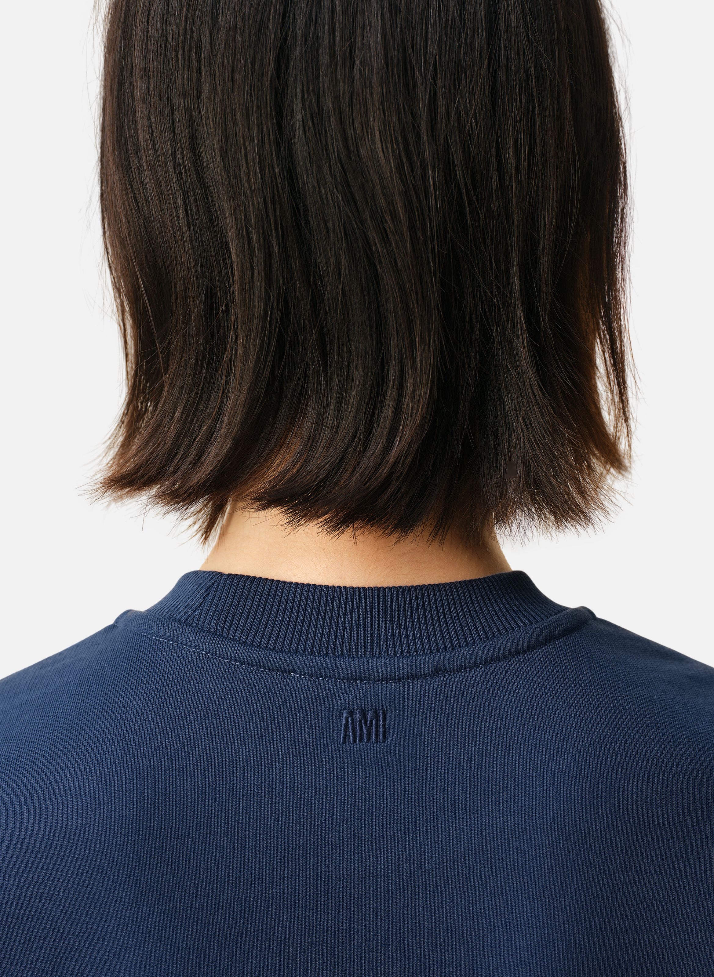 Sweatshirt ami de coeur contrasté en coton AMI PARIS Bleu