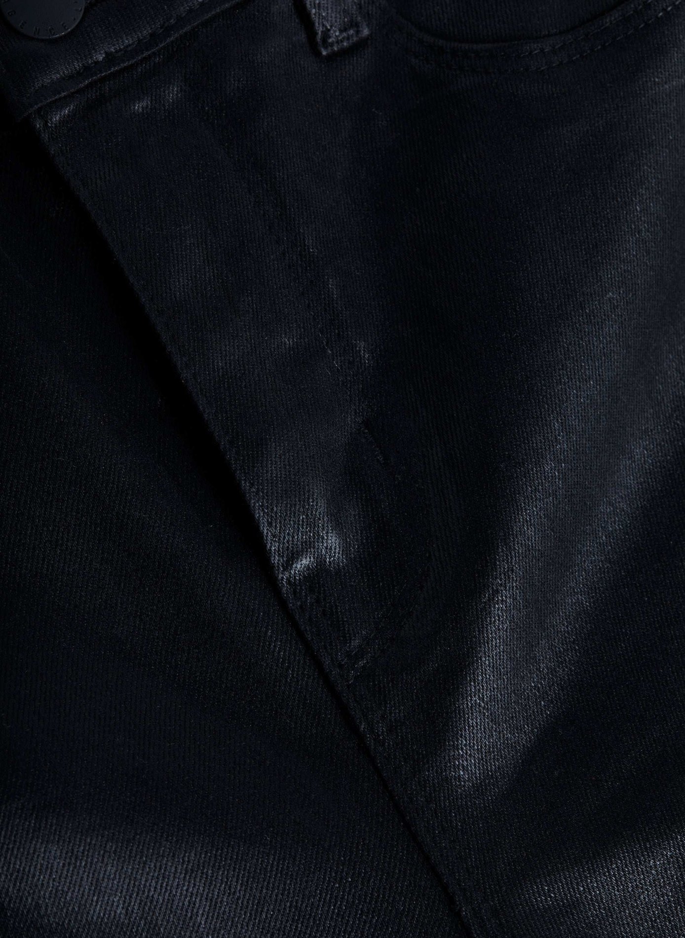 Jean droit en coton enduit L'AGENCE Noir