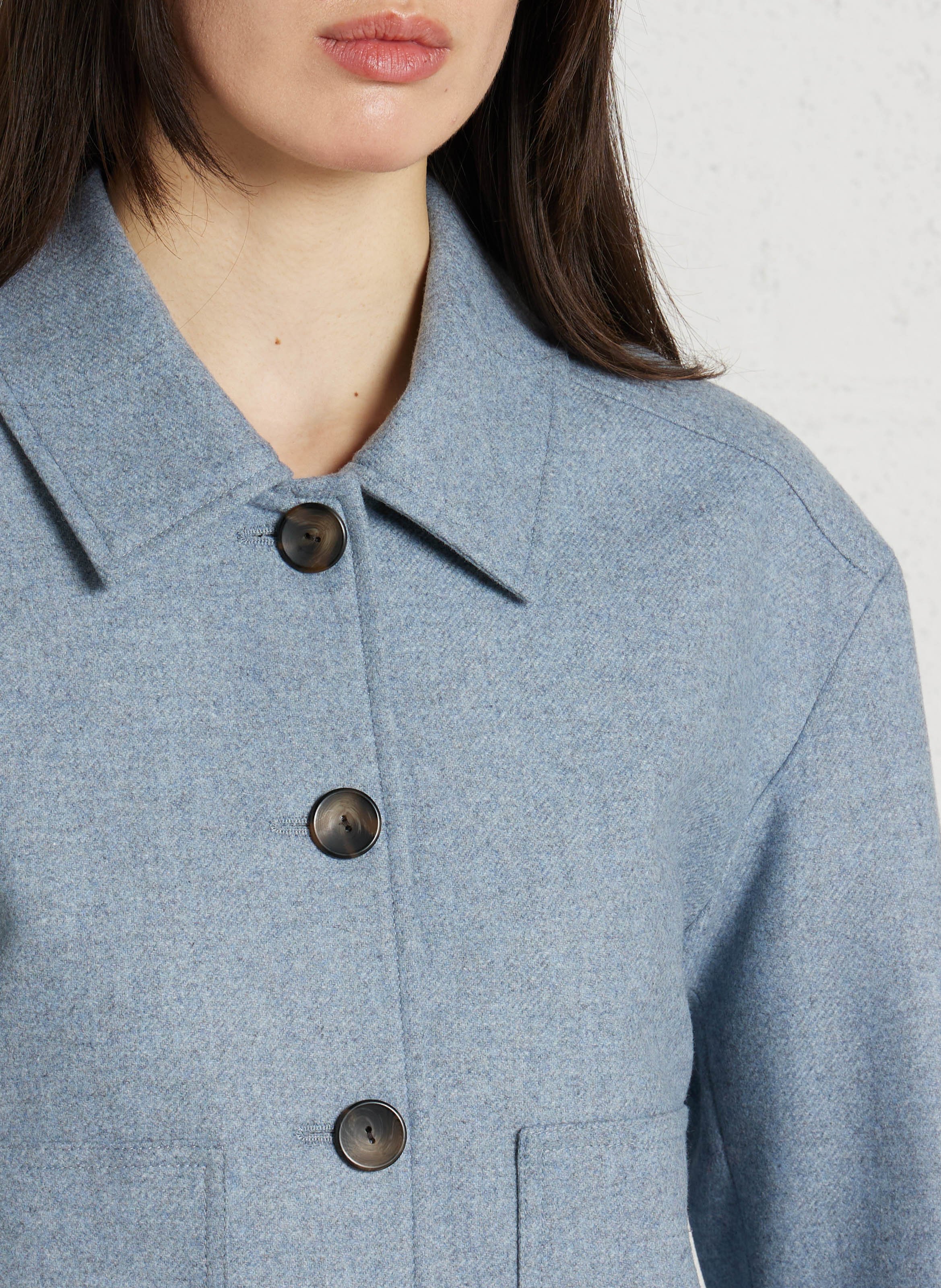 Veste courte boutonnée en laine mélangée colombe MAISON 123 Bleu