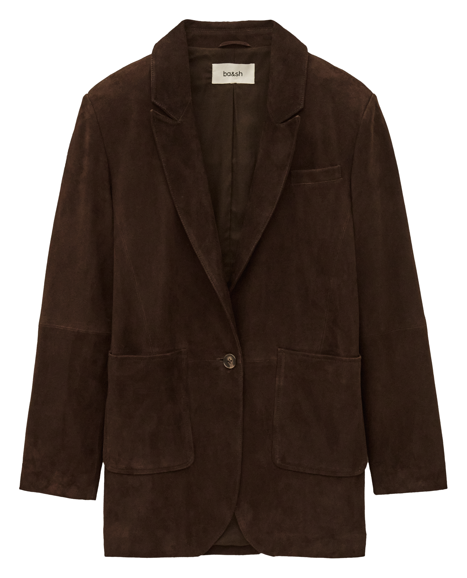 Veste de blazer droite en cuir mosty BA&SH Marron