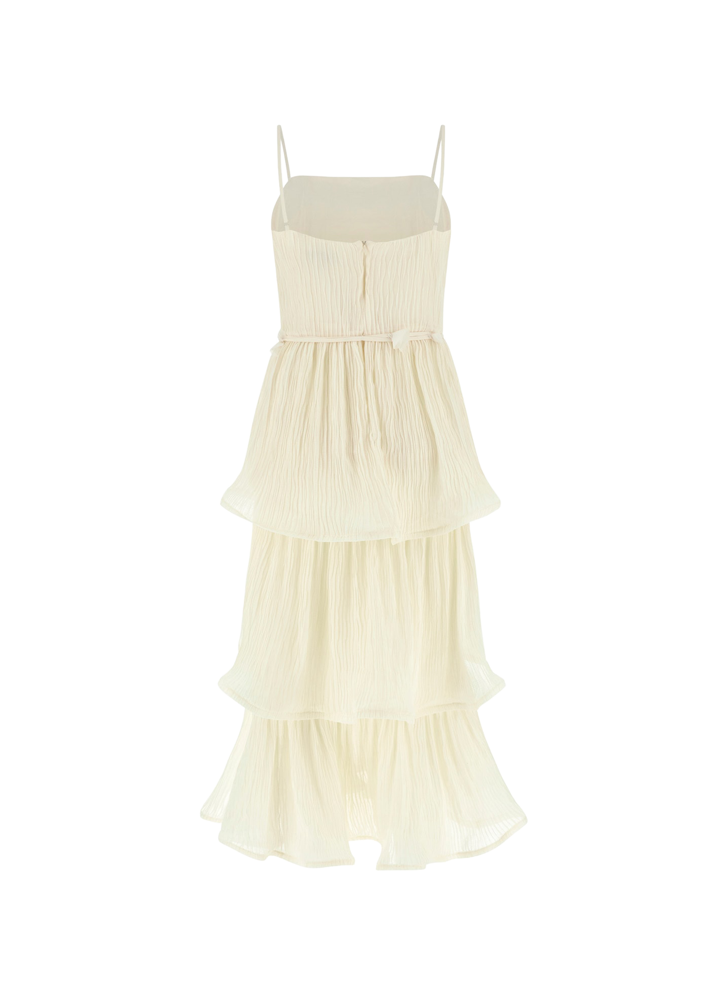 Jurk met fijne bandjes en ruches GUESS Beige