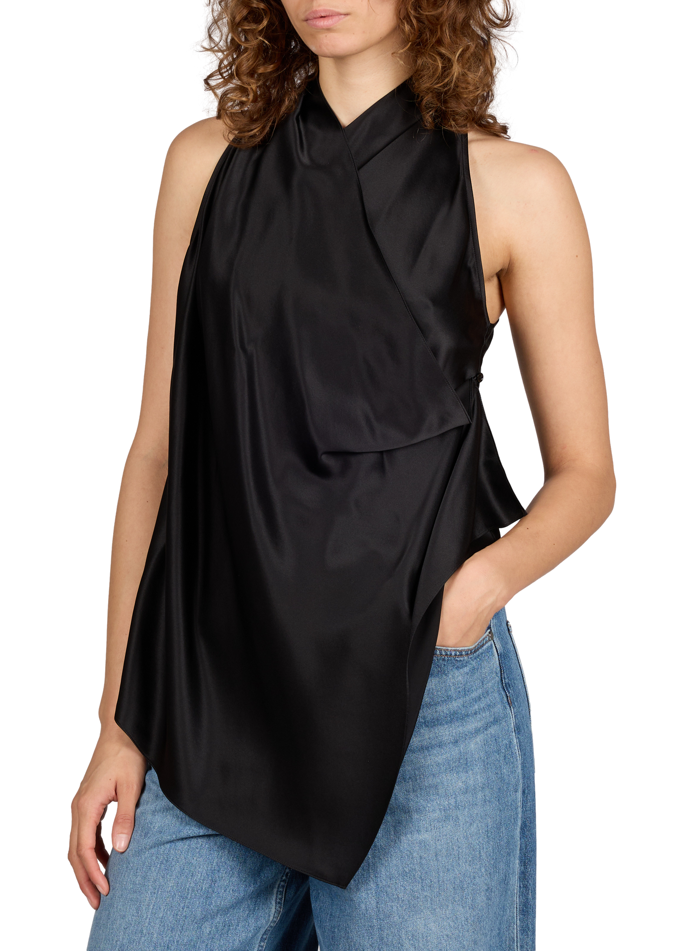 Silk satin fluid top HELMUT LANG Black