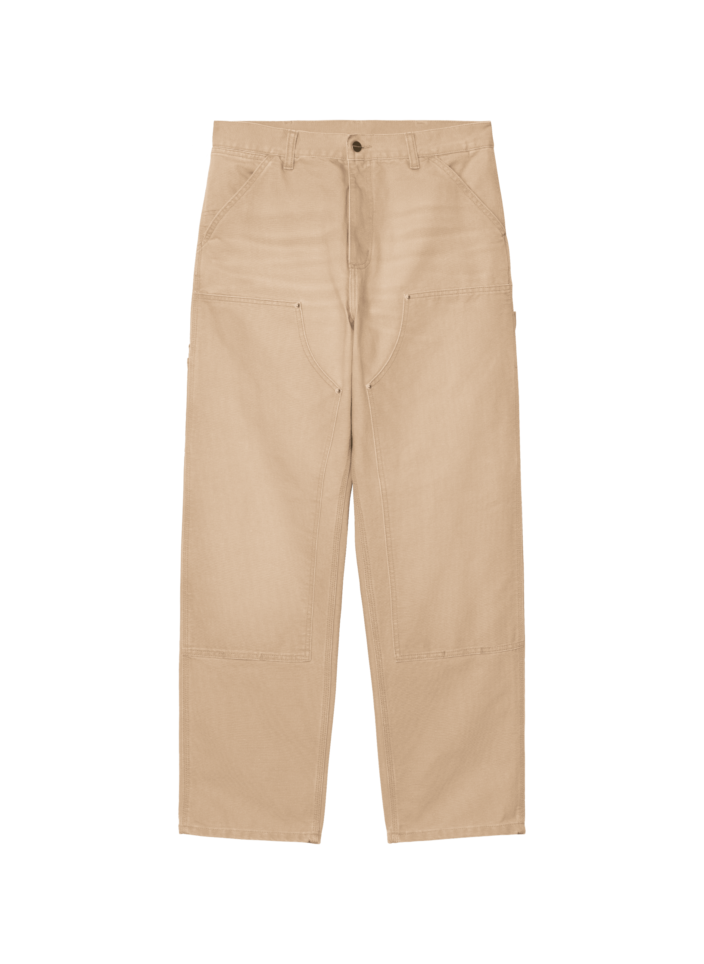 Straight cotton trousers DOUBLE KNEE Dusty h brown stone canvas