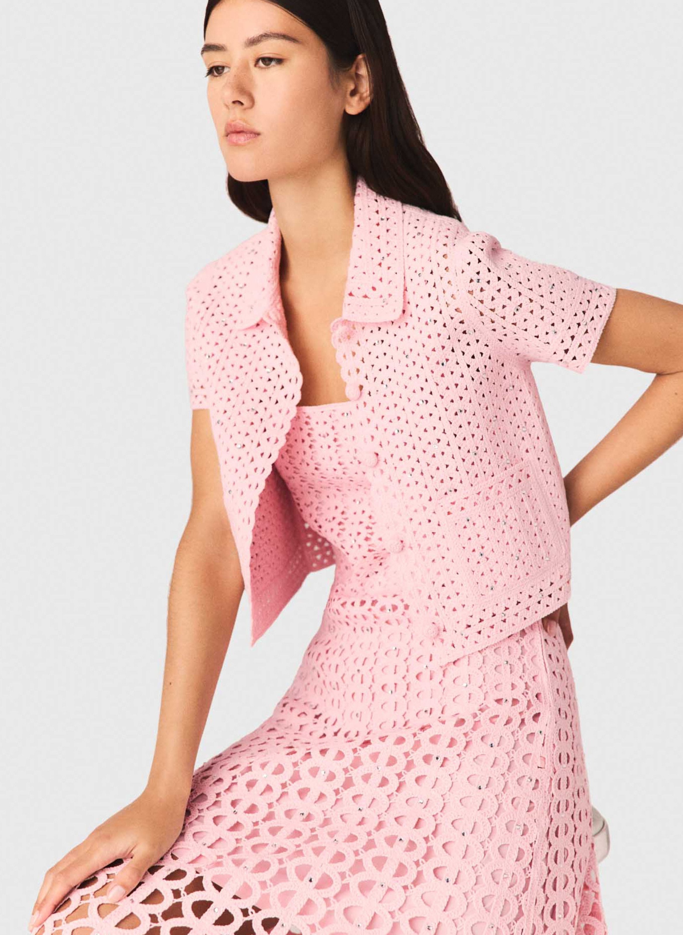 Cardigan droit en maille MAJE Rose