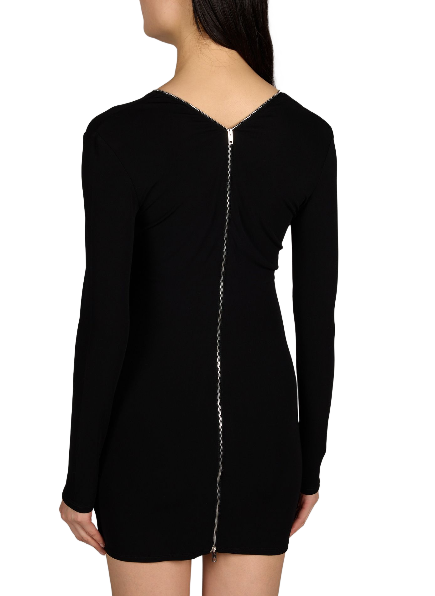 Robe zippée et moulante col V ALEXANDER WANG Noir