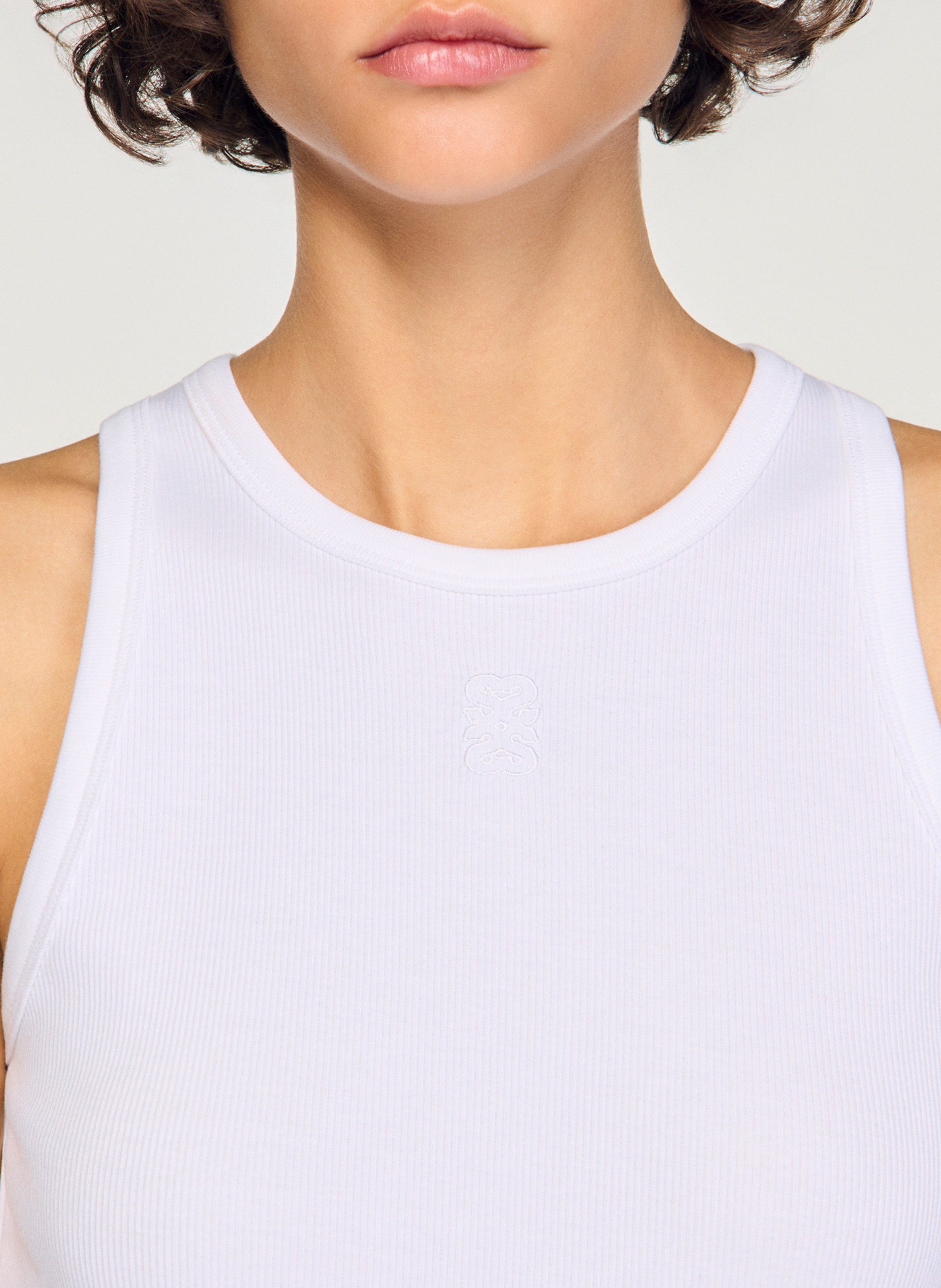 Débardeur col rond en coton Blanc