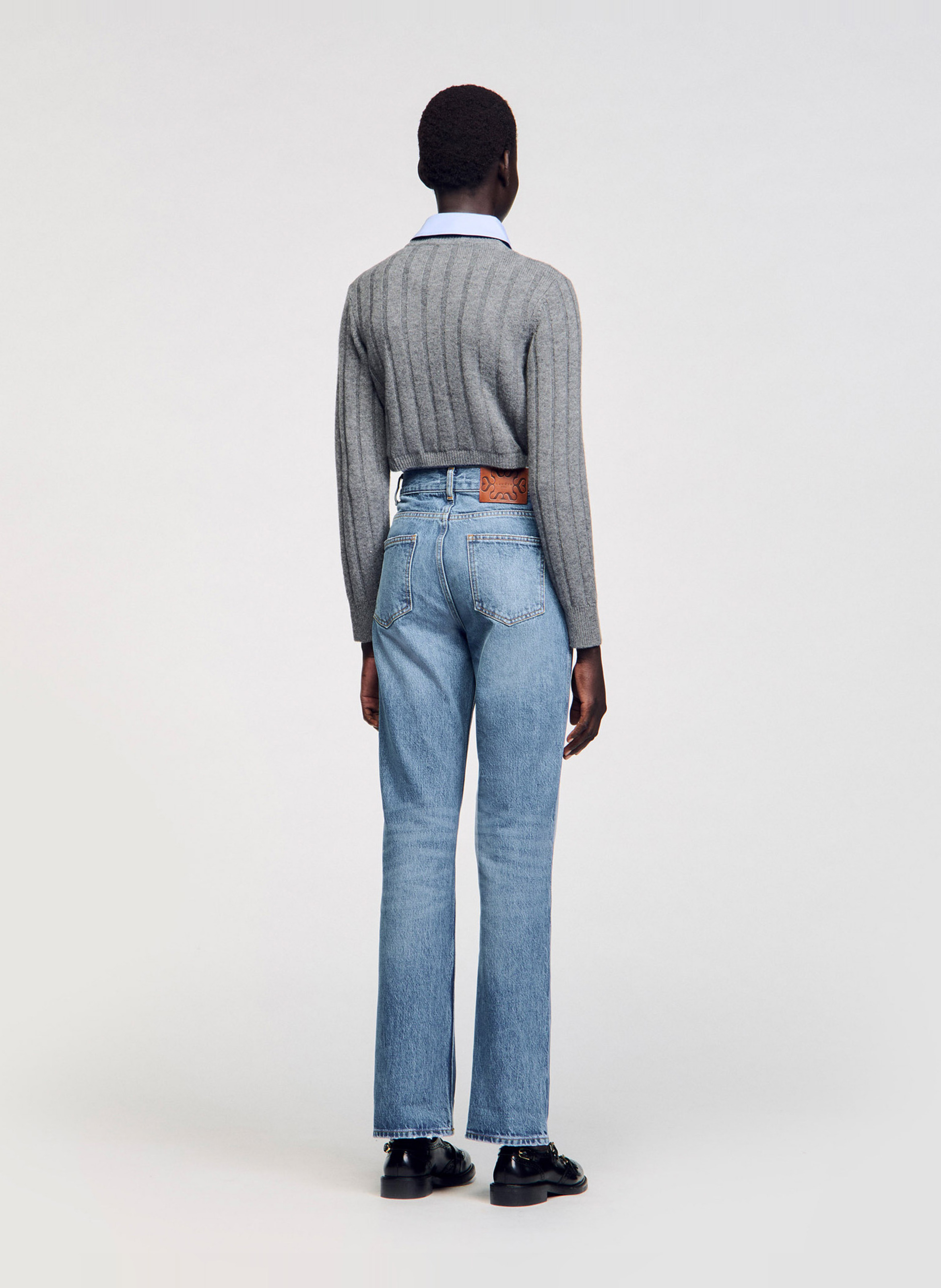 Jean bootcut en coton SANDRO Bleu