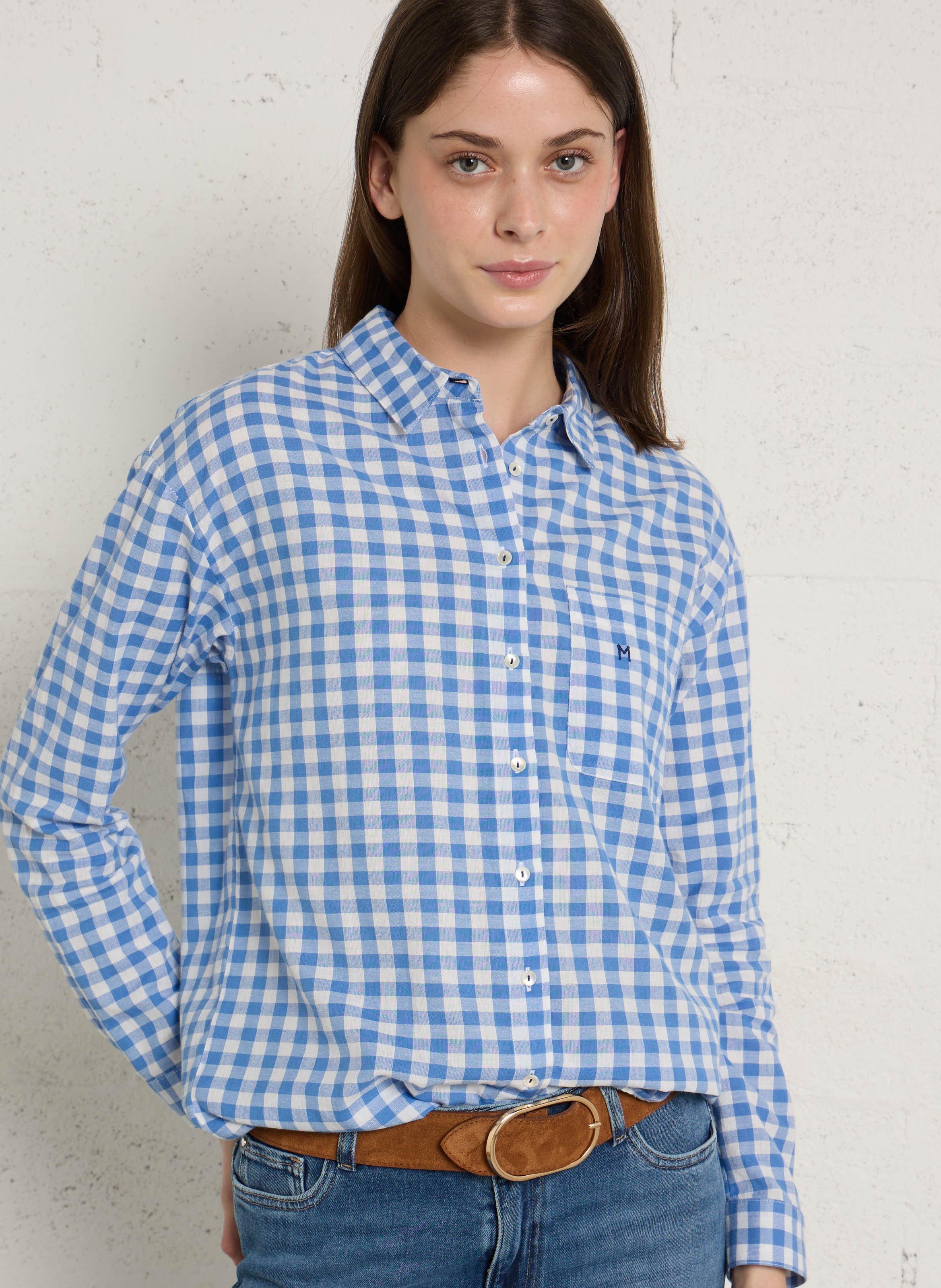 Chemise à carreaux en coton marilou MAISON 123 Bleu