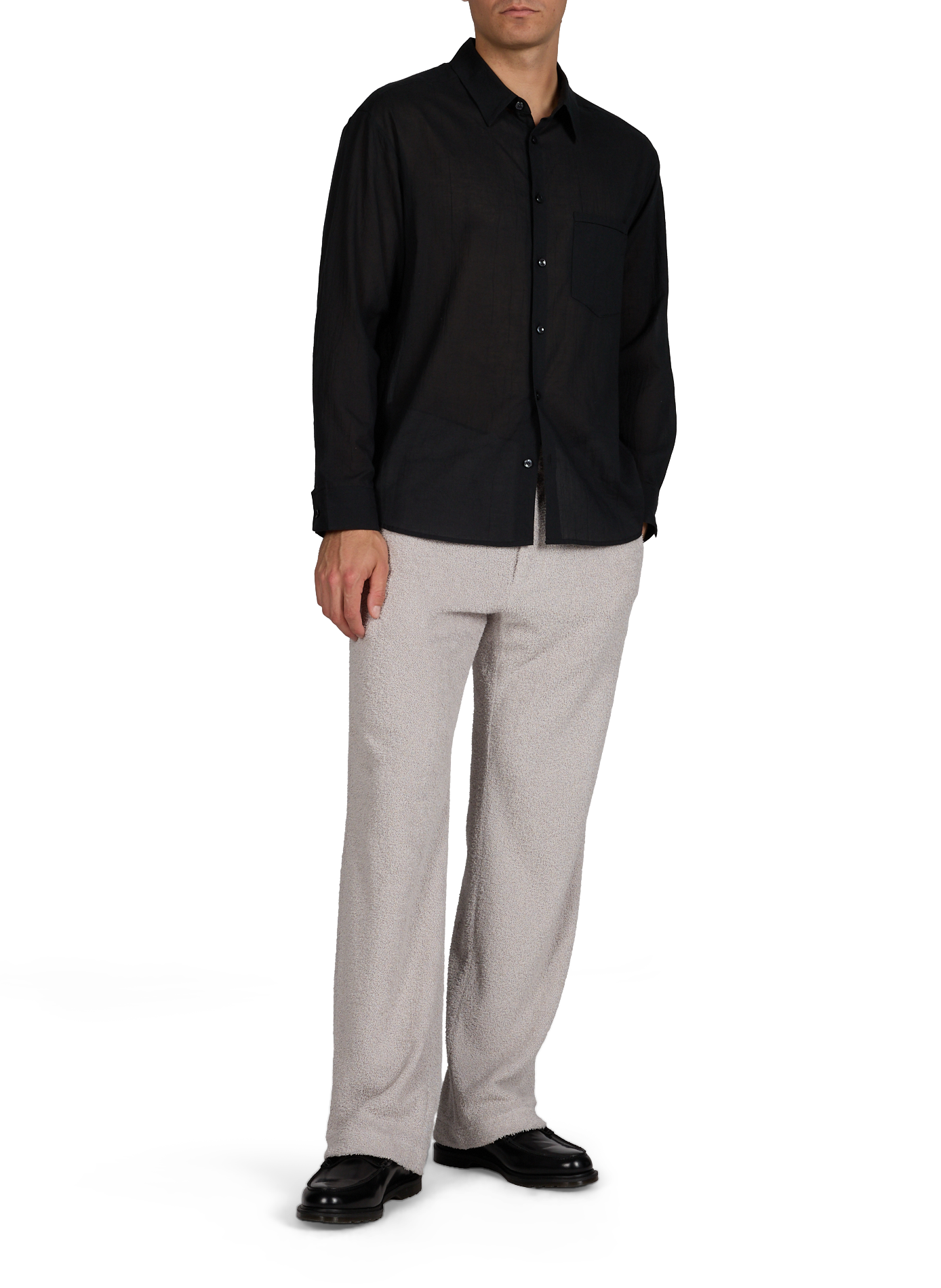 Chemise droite froissée en coton POST ARCHIVE FACTION Noir