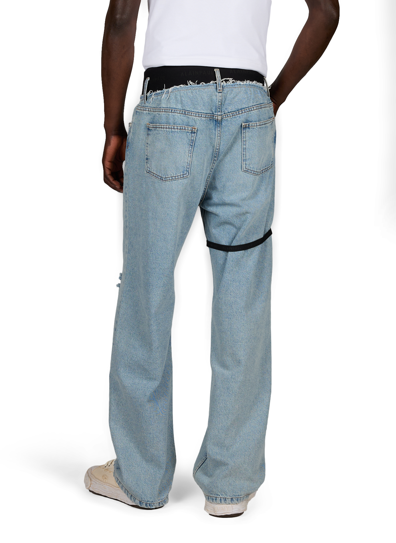 Jean droit à élastique en coton ALAINPAUL Bleu