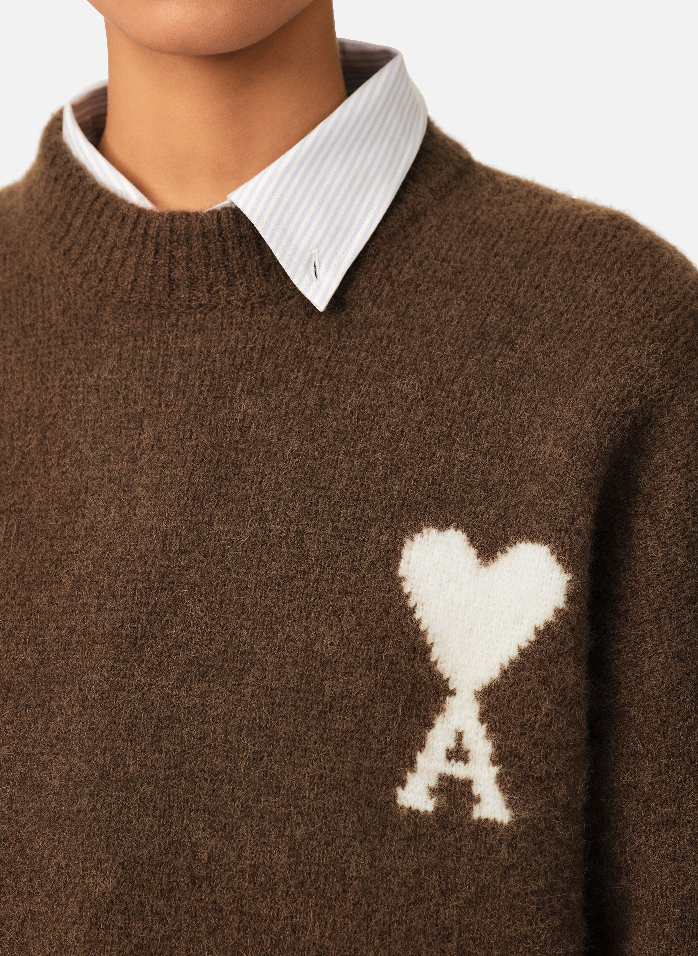 Pull unisexe en alpaga ami de coeur AMI PARIS Marron