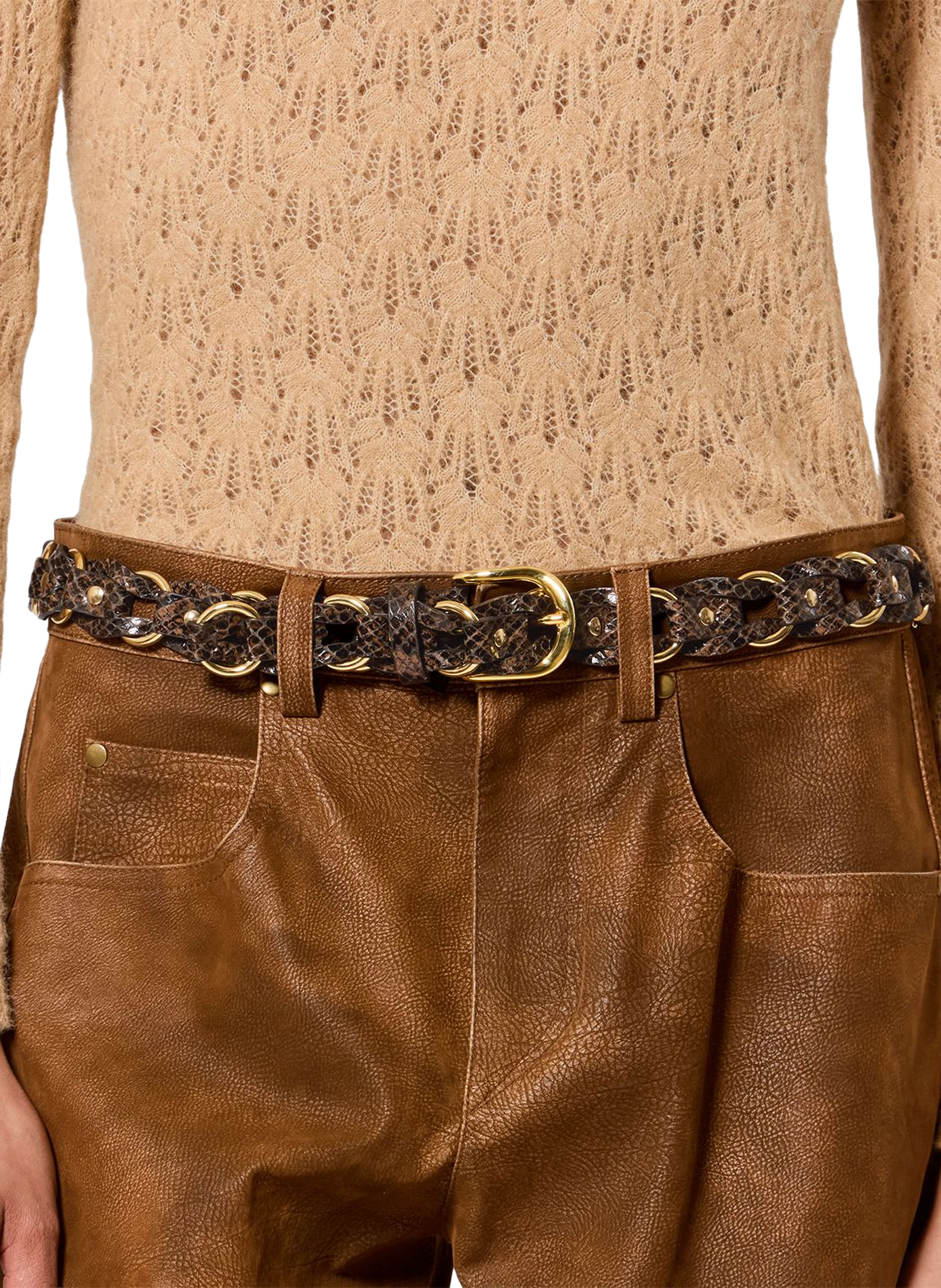 Gürtel Bali aus geflochtenem Leder und Metall ISABEL MARANT Braun