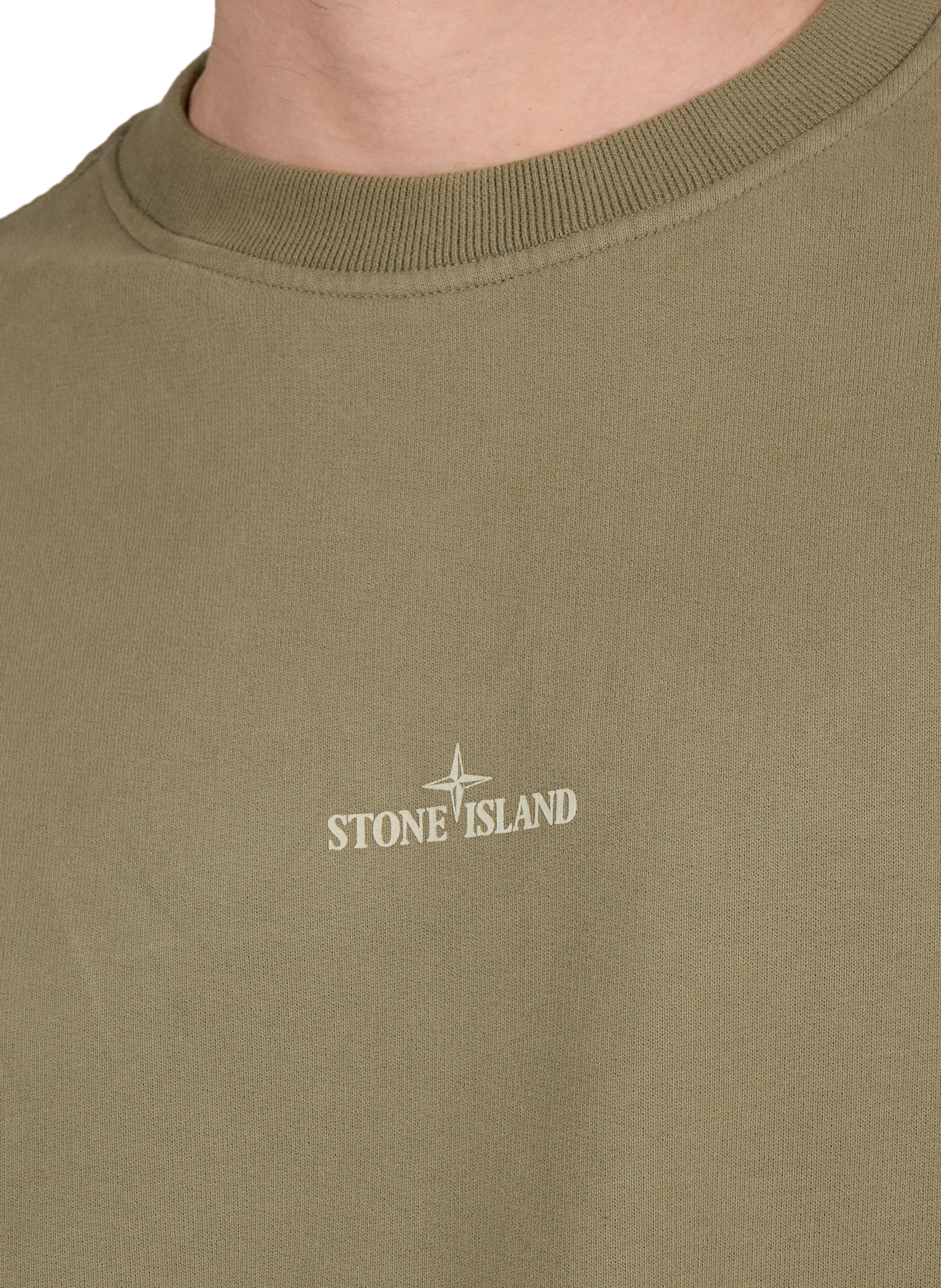 Rechte sweater met ronde hals en zeefdruk in katoen STONE ISLAND Kaki