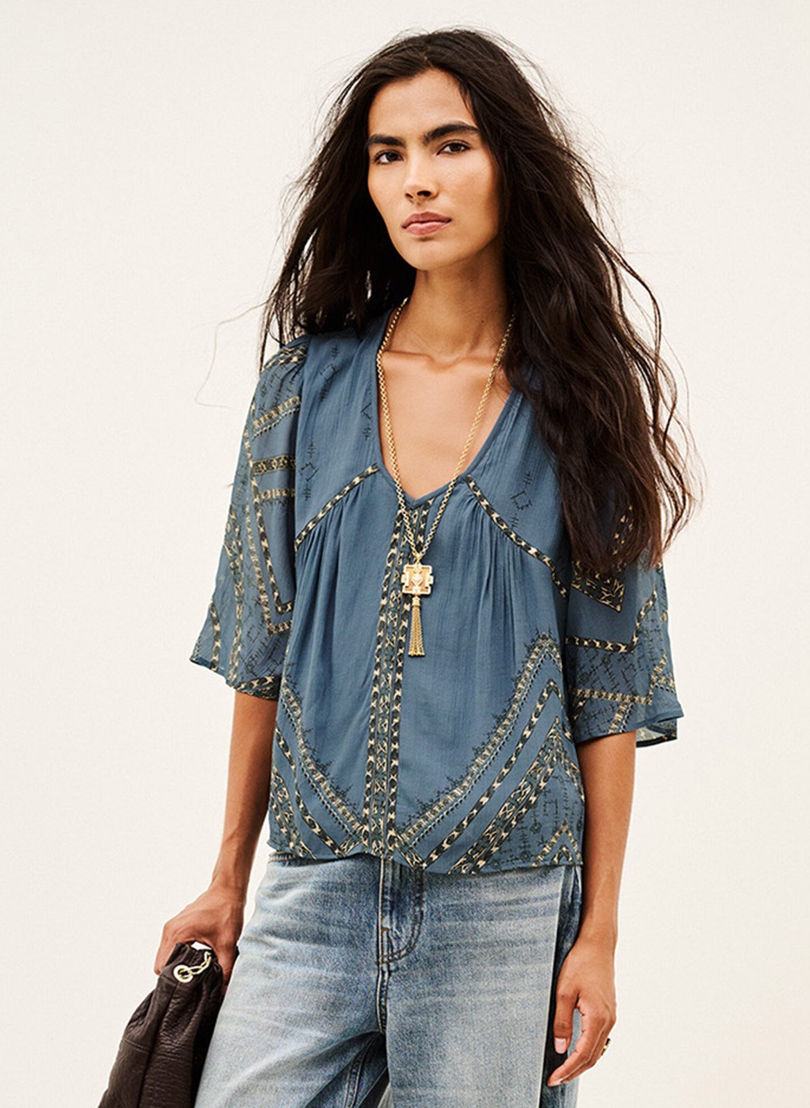 Blouse droite manches longues placido BA&SH Bleu
