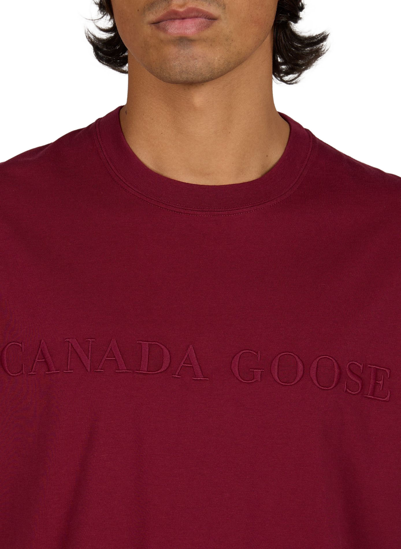 Weites T-Shirt mit besticktem Logo aus Baumwolle CANADA GOOSE Rot