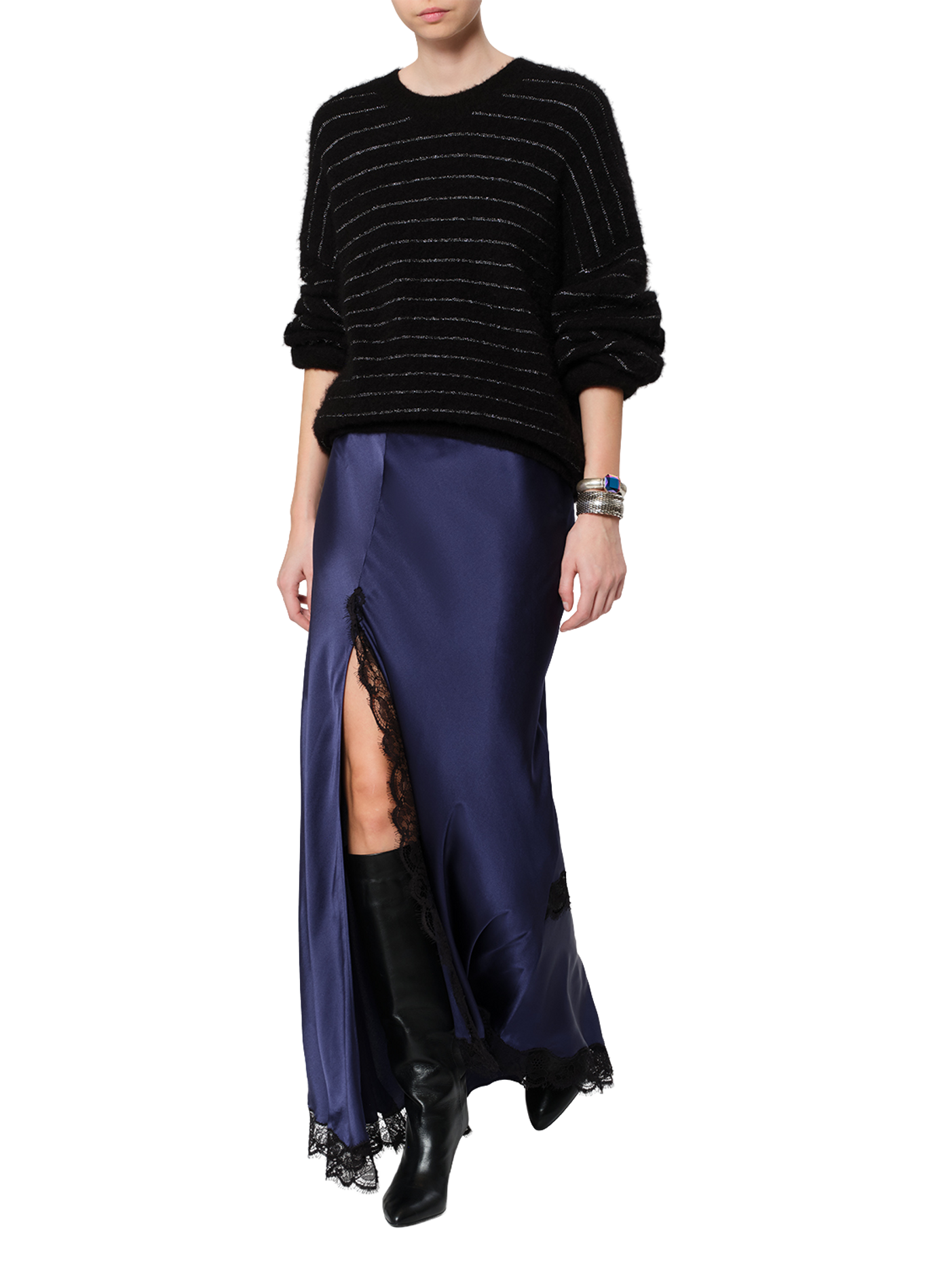 Alexendra-Rock mit Spitzendetail aus Seide ISABEL MARANT Blau