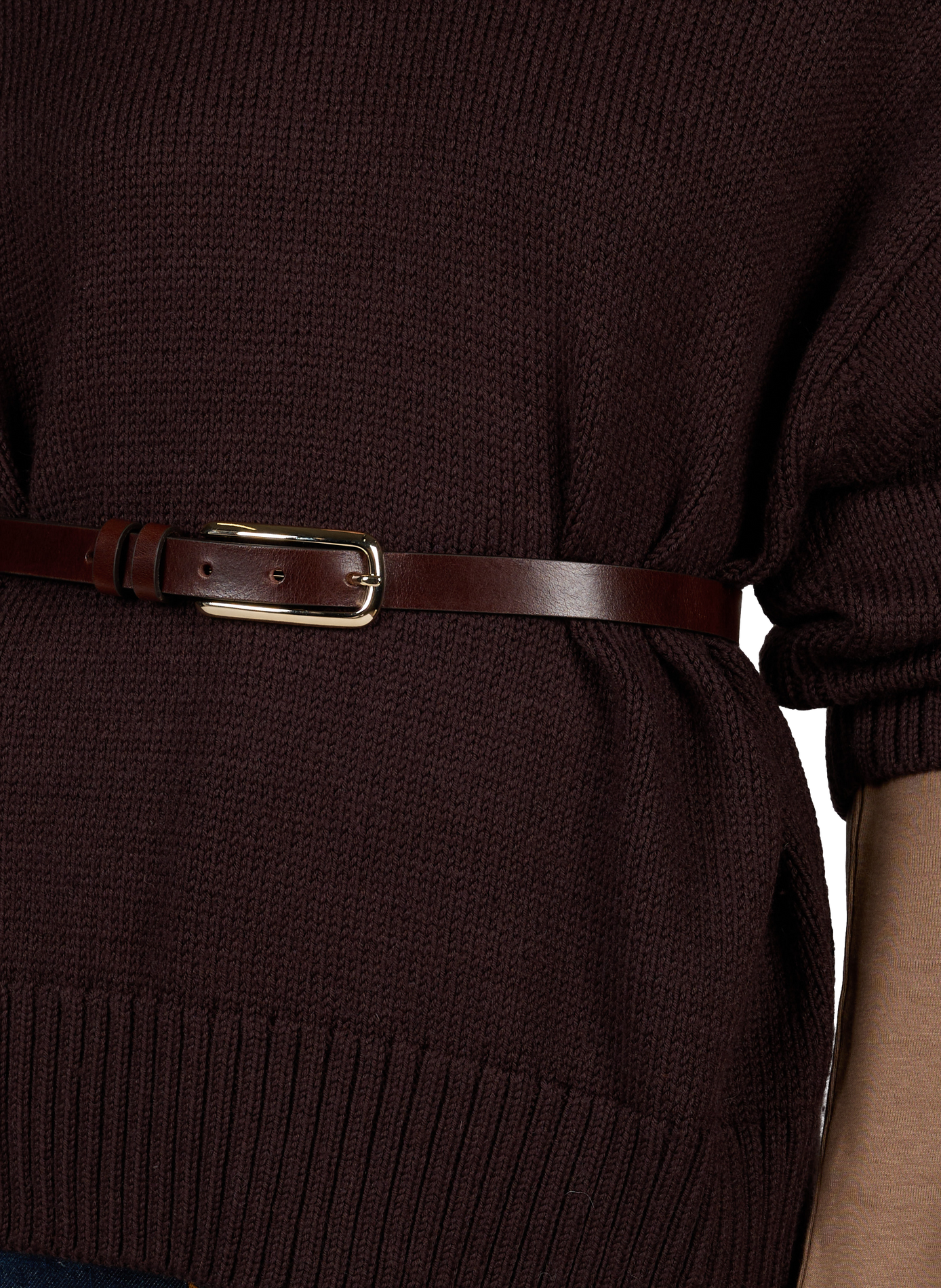 Thin leather Ariane belt PETITE MENDIGOTE Brown