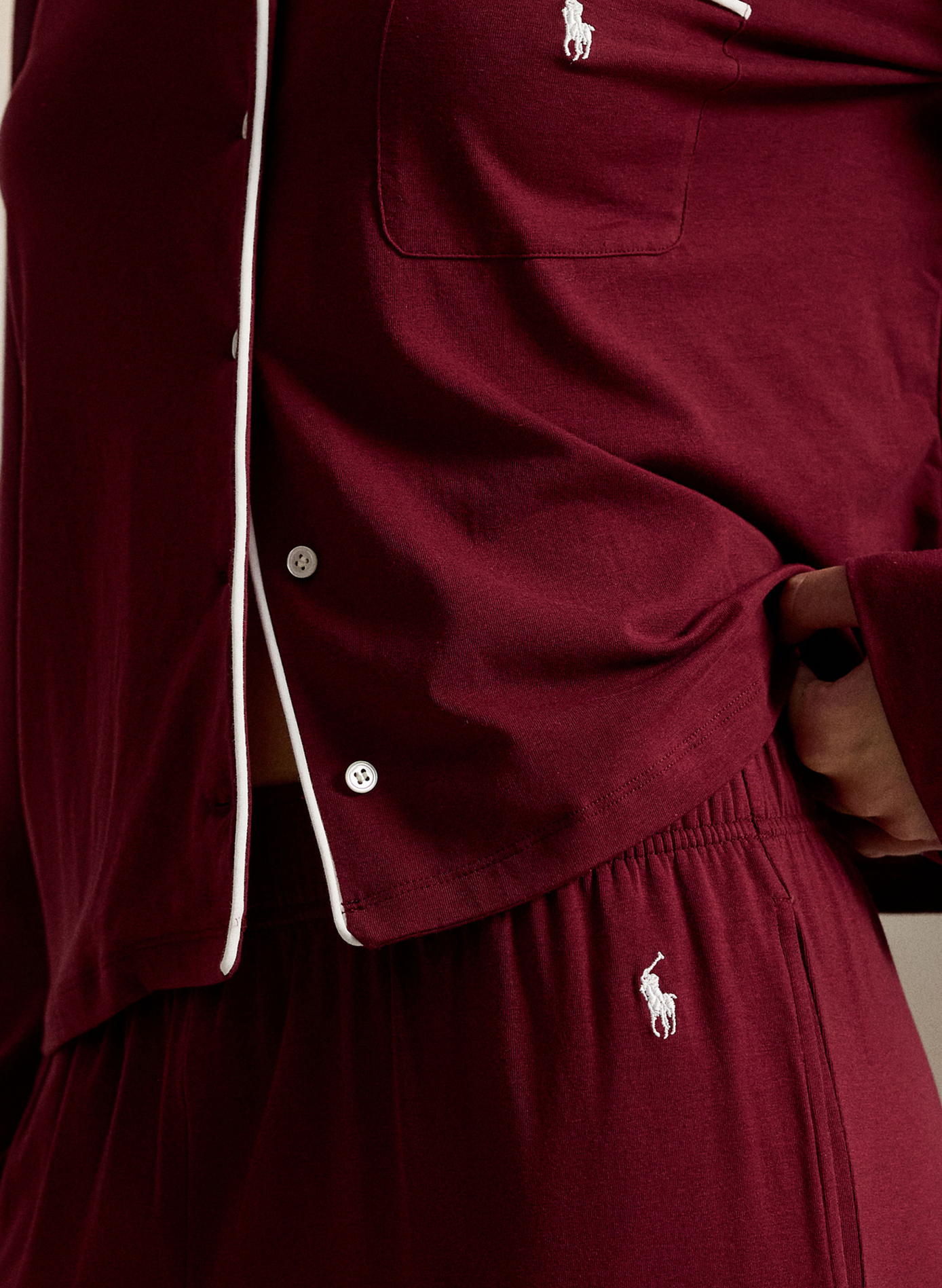 Ensemble de pyjama uni en coton mélangé POLO RALPH LAUREN Rouge