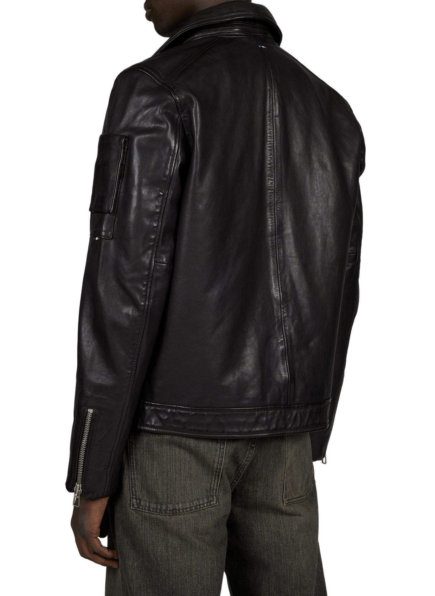 Blouson droit Jaegger Alpha en cuir PATROUILLE DE FRANCE X REDSKINS Marron