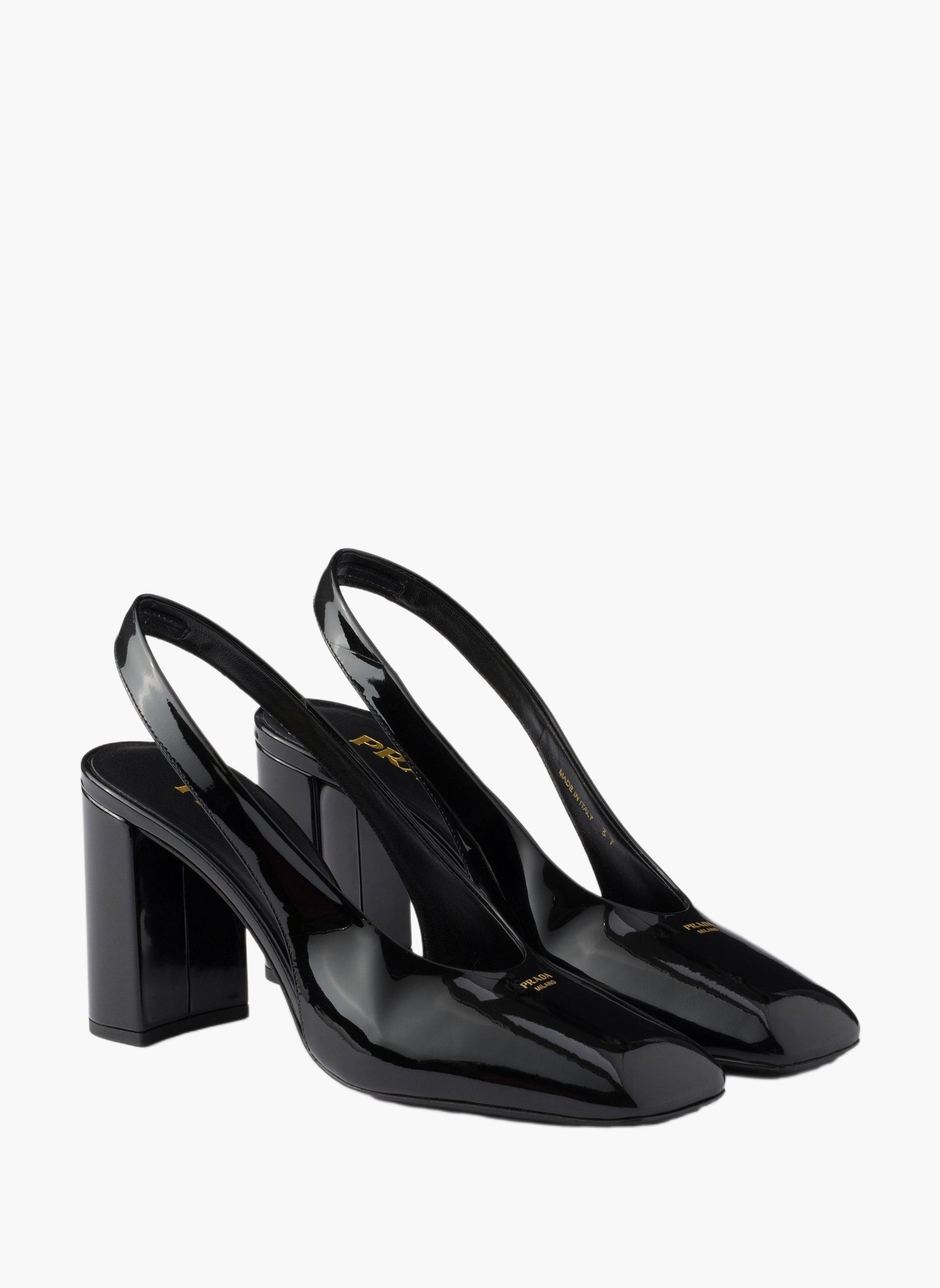 Escarpins à bride arrière en cuir verni PRADA Noir