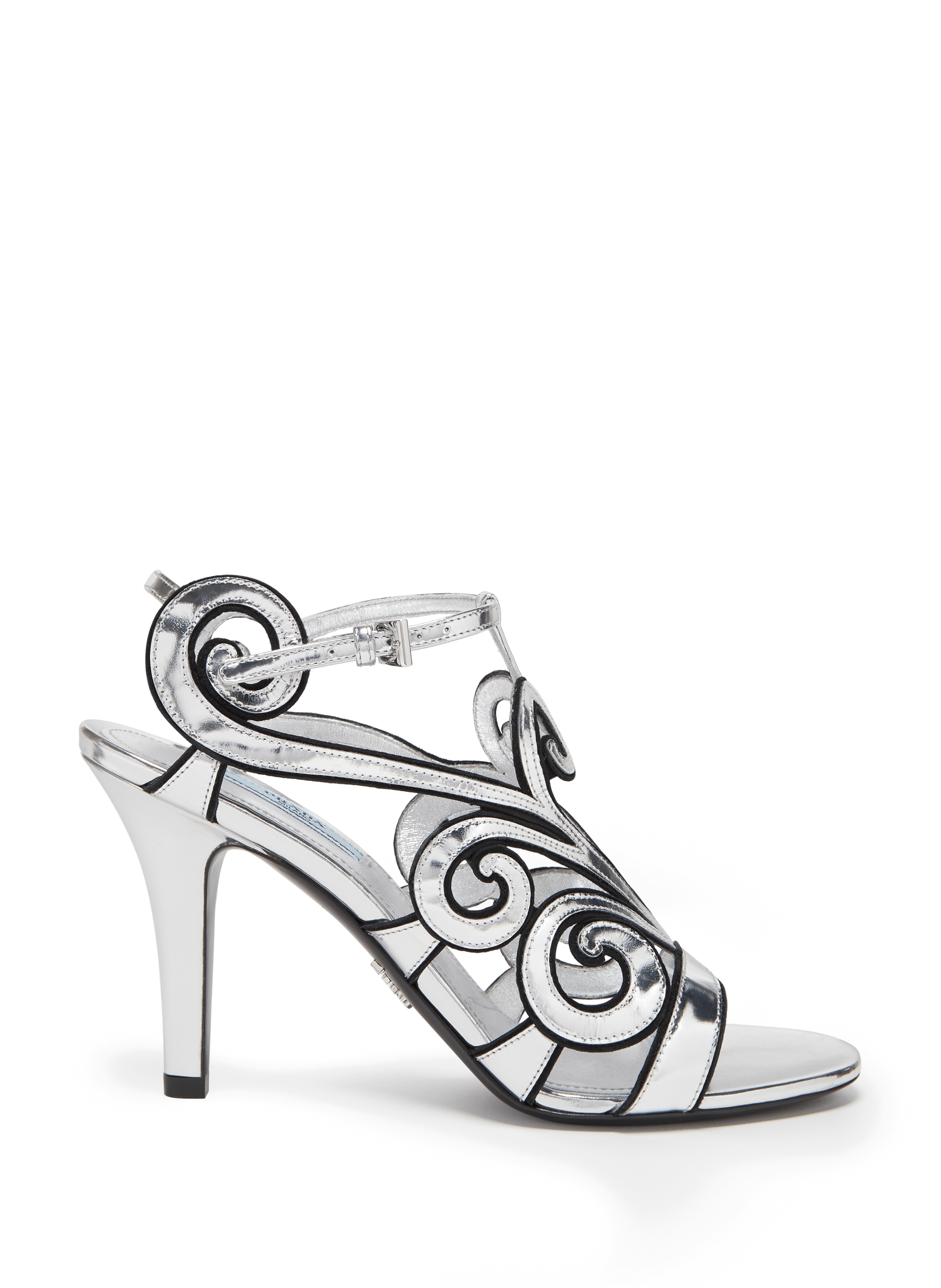 Metallic leather sandals PRADA Silver