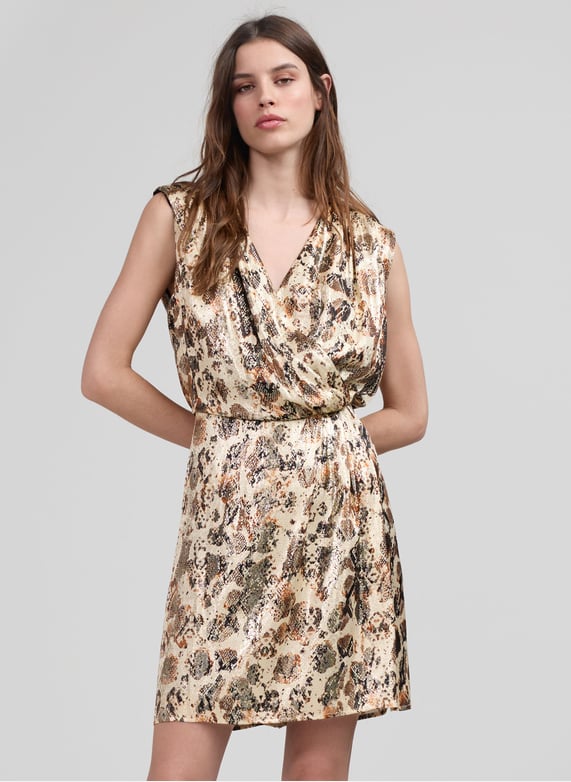 ROBE MIDI CINTReE a IMPRIMe EN SOIE MeLANGeE IKKS pour FEMME Printemps