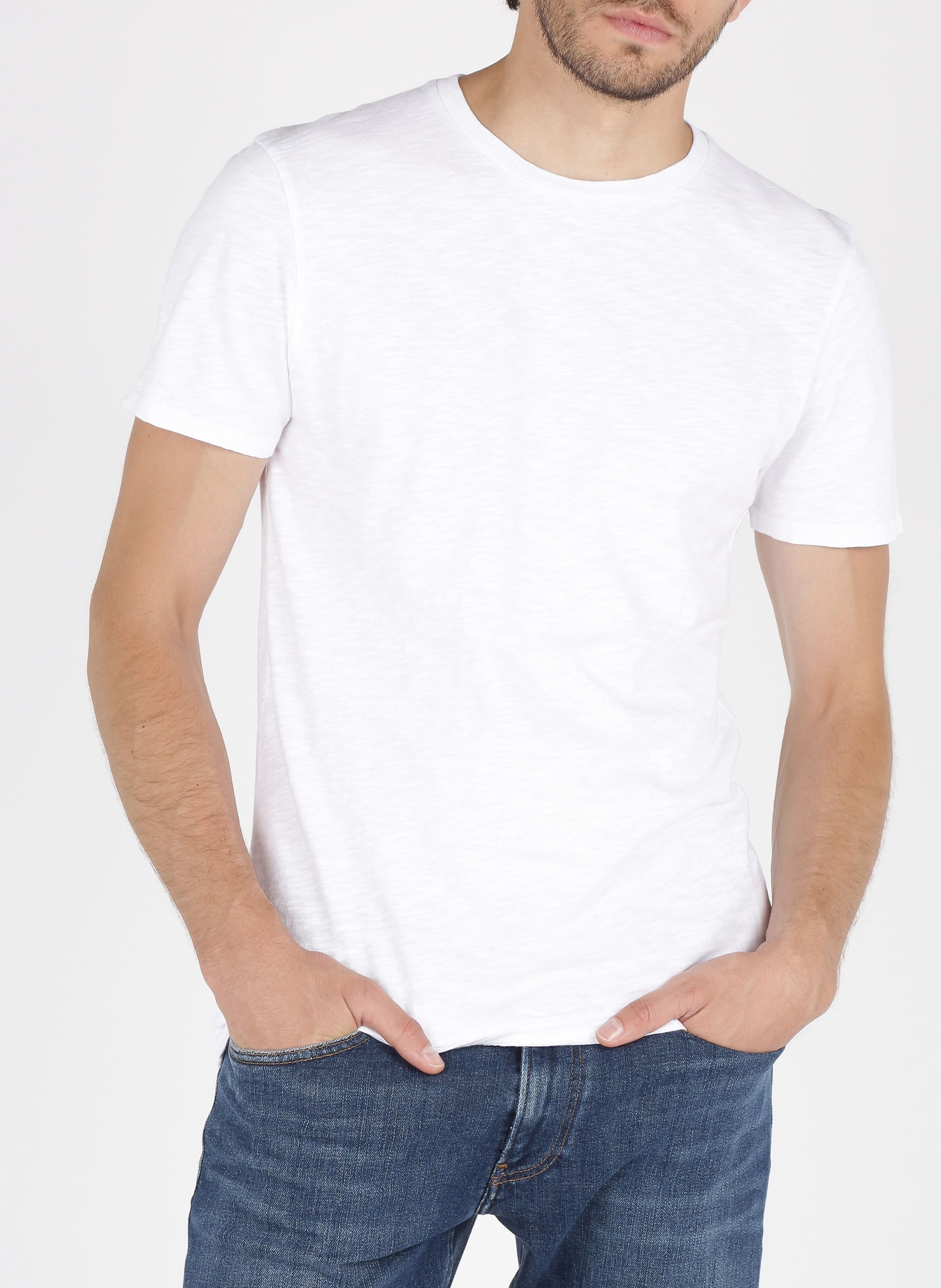 Tee-shirt regular-fit à col rond en coton bysapick AMERICAN VINTAGE Blanc