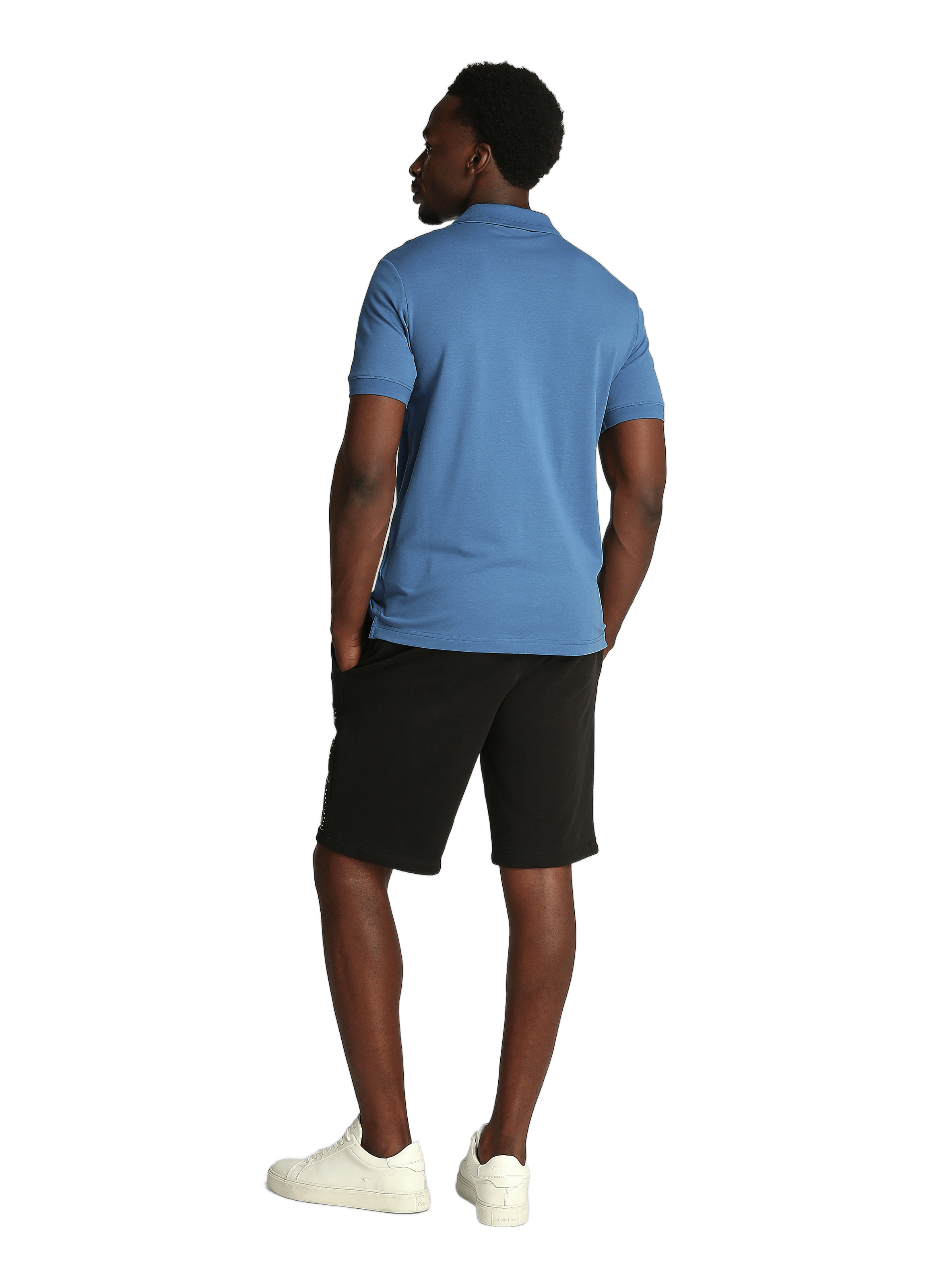 Polo droit en coton mélangé CALVIN KLEIN Bleu