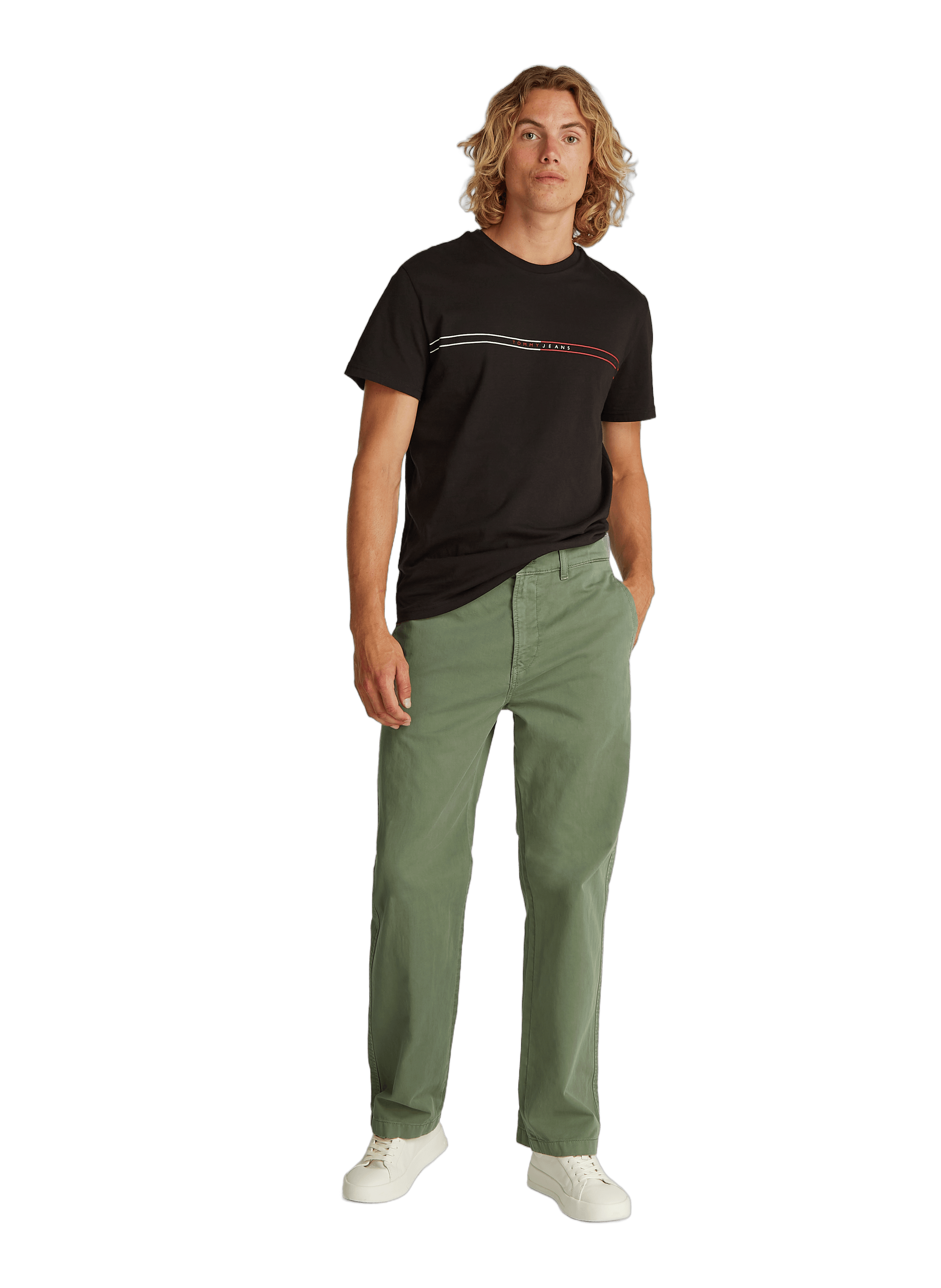 Cotton and linen chino trousers TOMMY HILFIGER Green