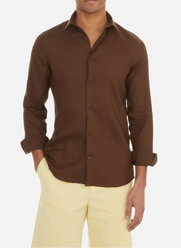 Linen shirt Brown by AU PRINTEMPS PARIS AU PRINTEMPS PARIS Linen shirt Brown