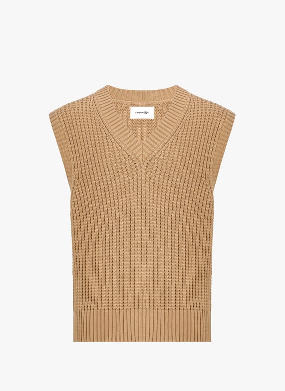 Pull en tricot sans manches Beige Saison 1865 Homme
