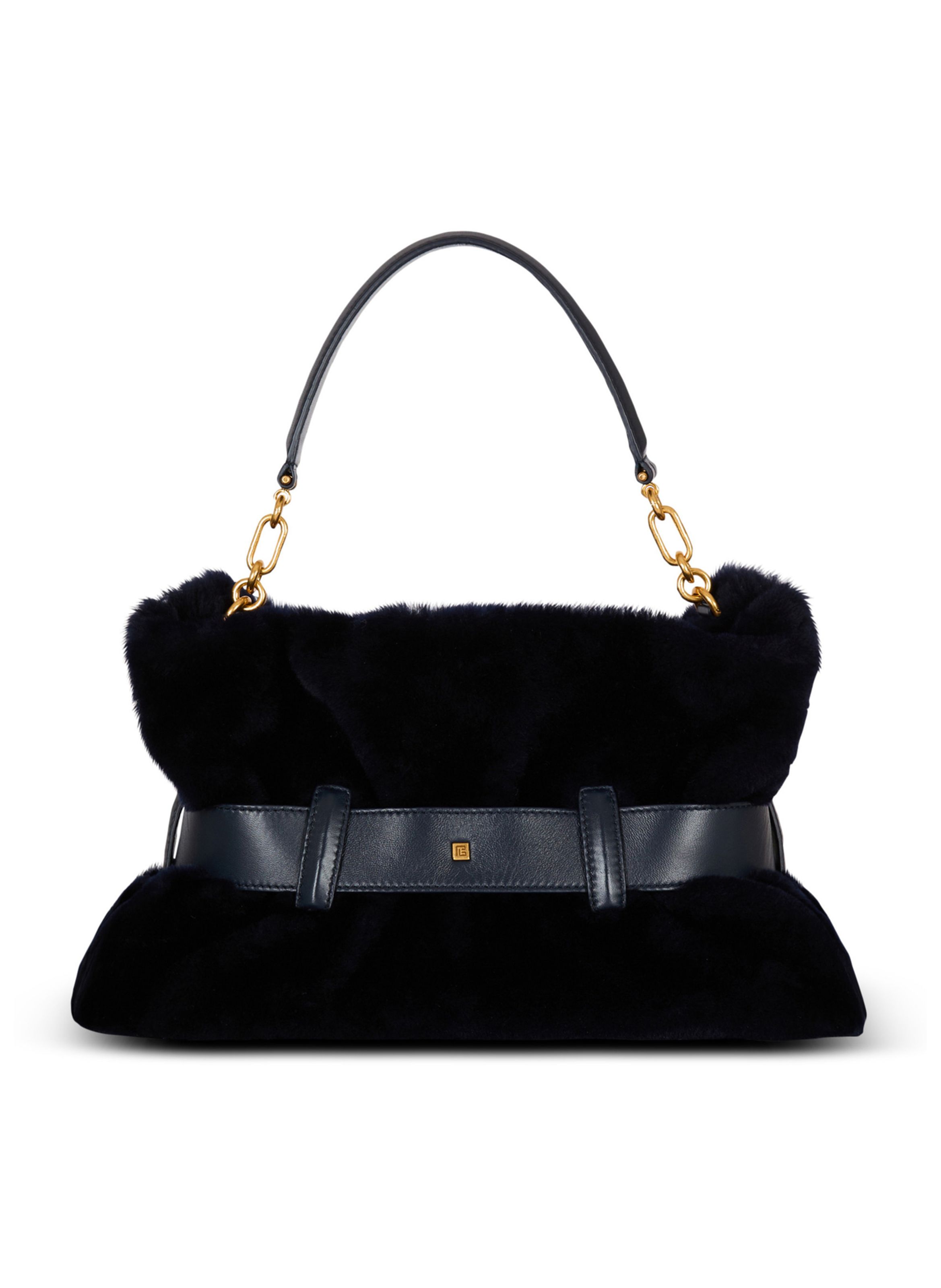 Sac anthem medium en shearling BALMAIN Bleu