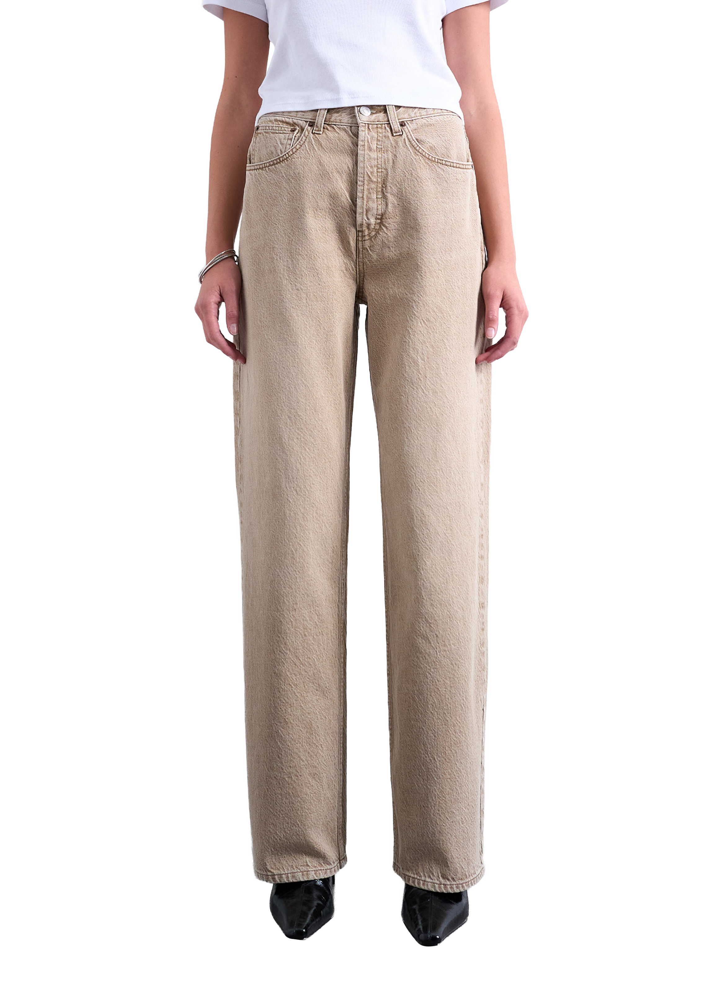 TOPSHOP Jean ample en coton Beige