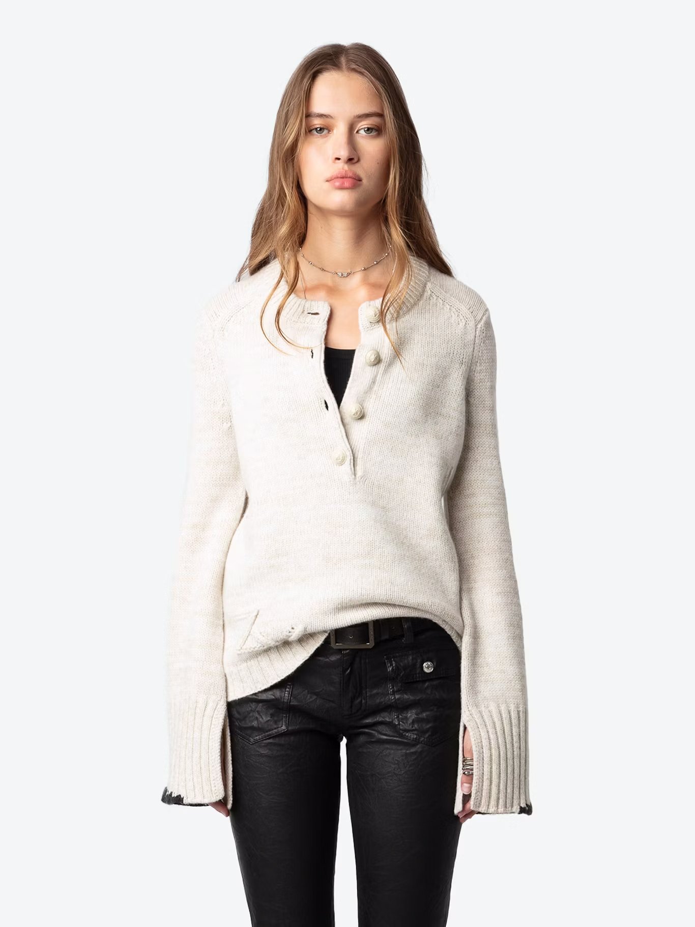 Pull col rond en laine et cachemire halty ZADIG&VOLTAIRE Beige