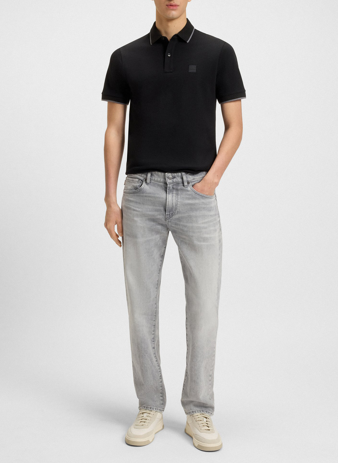 Polo slim-fit en coton stretch BOSS Noir