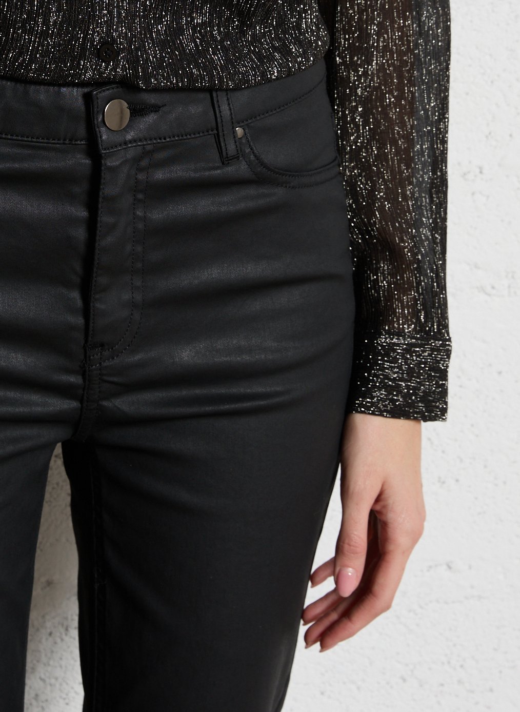 Pantalon slim en coton mélangé anette MAISON 123 Noir