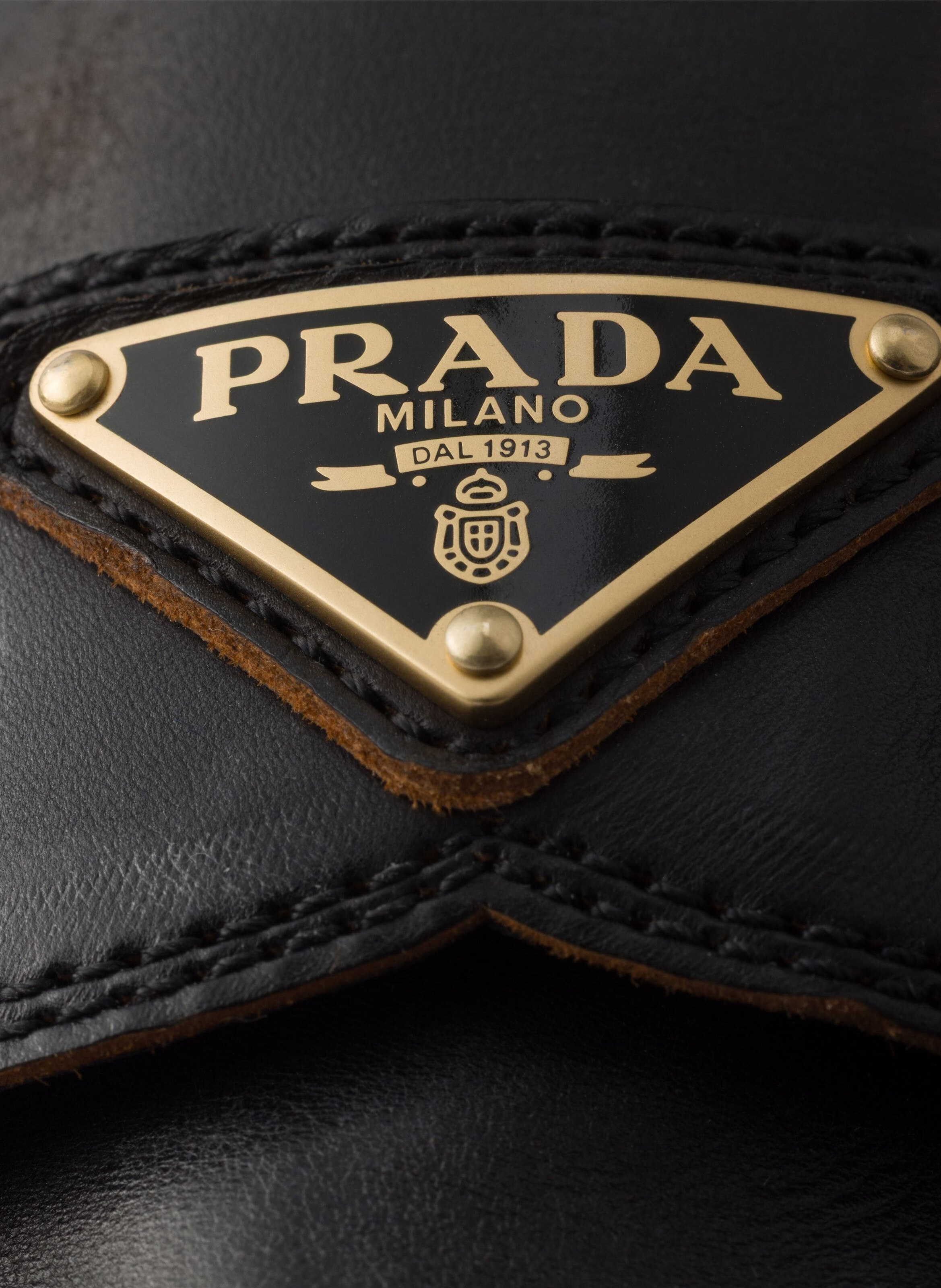 Mocassins en cuir chocolat vieilli PRADA Noir