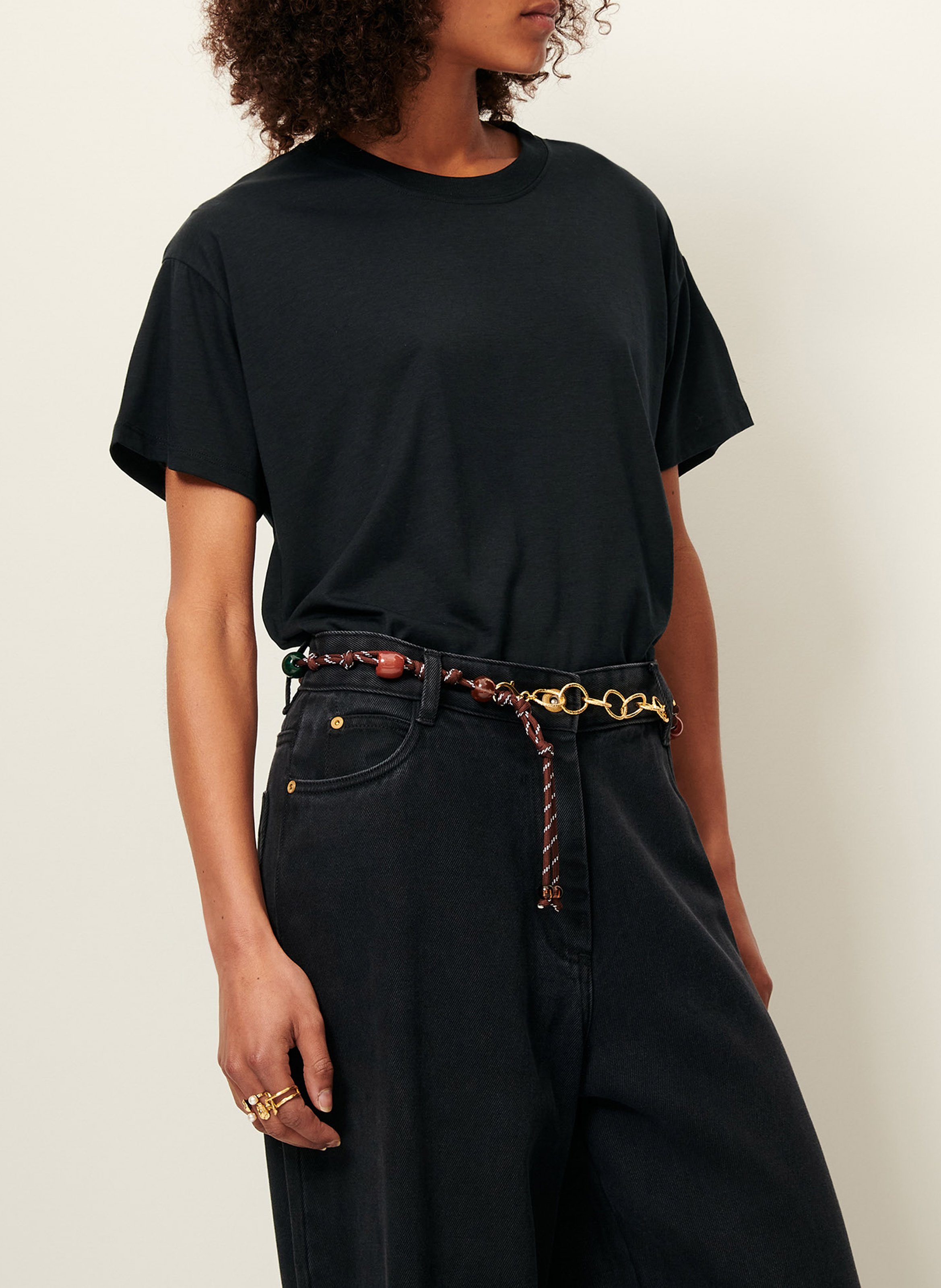 Tee-shirt ample col rond fluide too SESSUN Noir