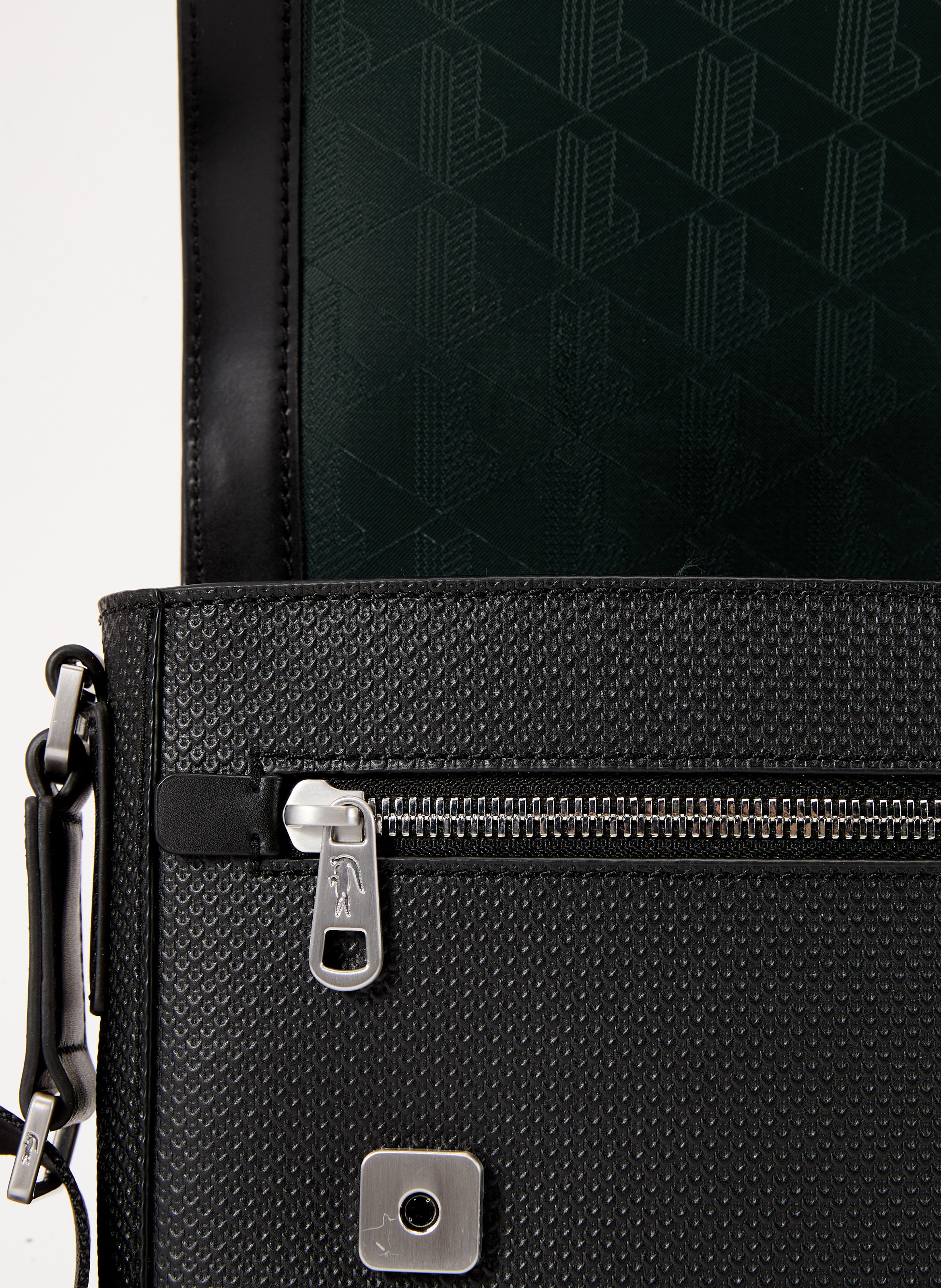 Textured leather shoulder bag LACOSTE Black