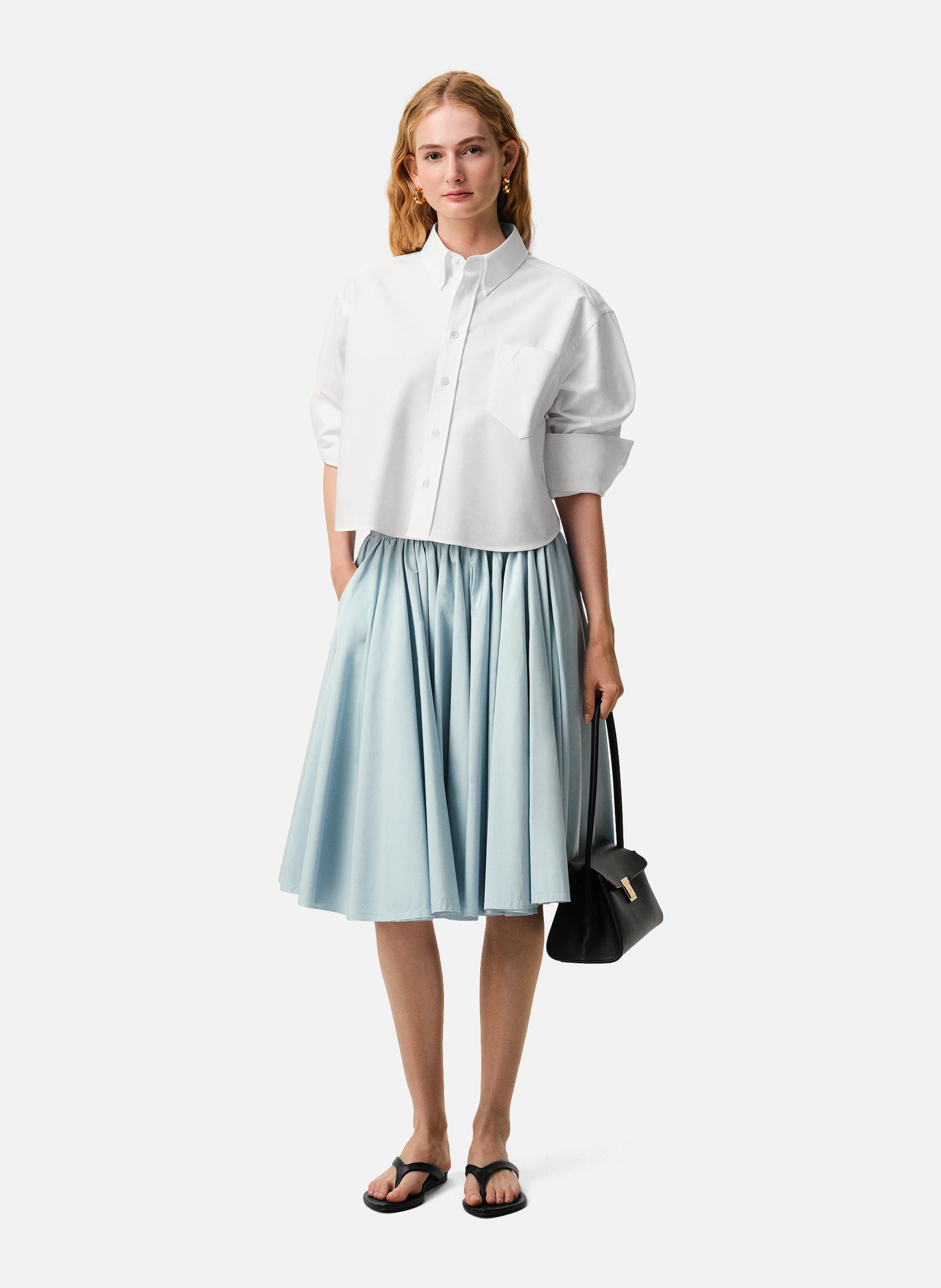 Chemise Croppée Oversize Ami De Coeur En Coton AMI PARIS Blanc