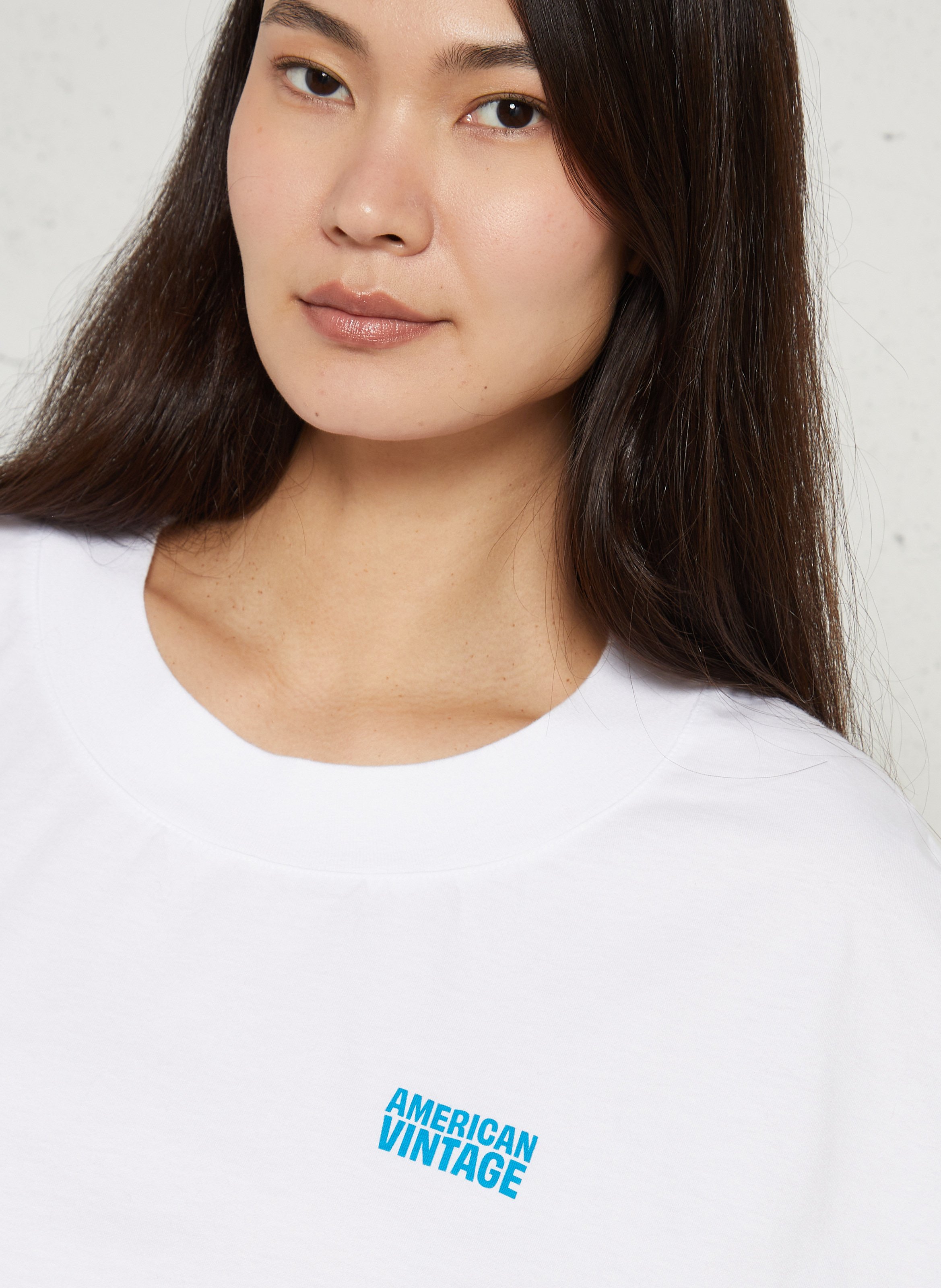 Tee-shirt oversize col rond en coton gixy AMERICAN VINTAGE Blanc