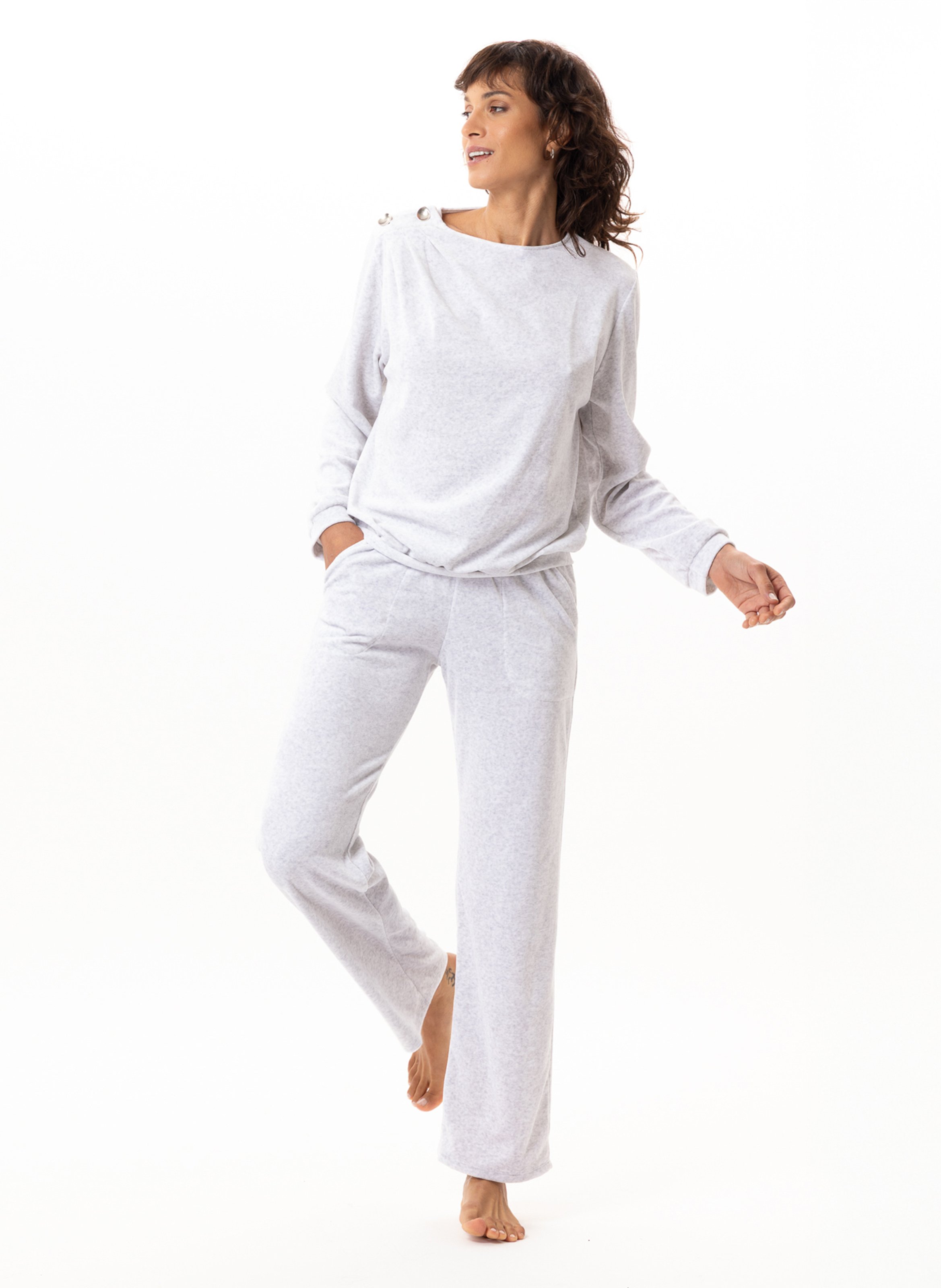 Ensemble homewear en velours relax 222 LE CHAT Gris