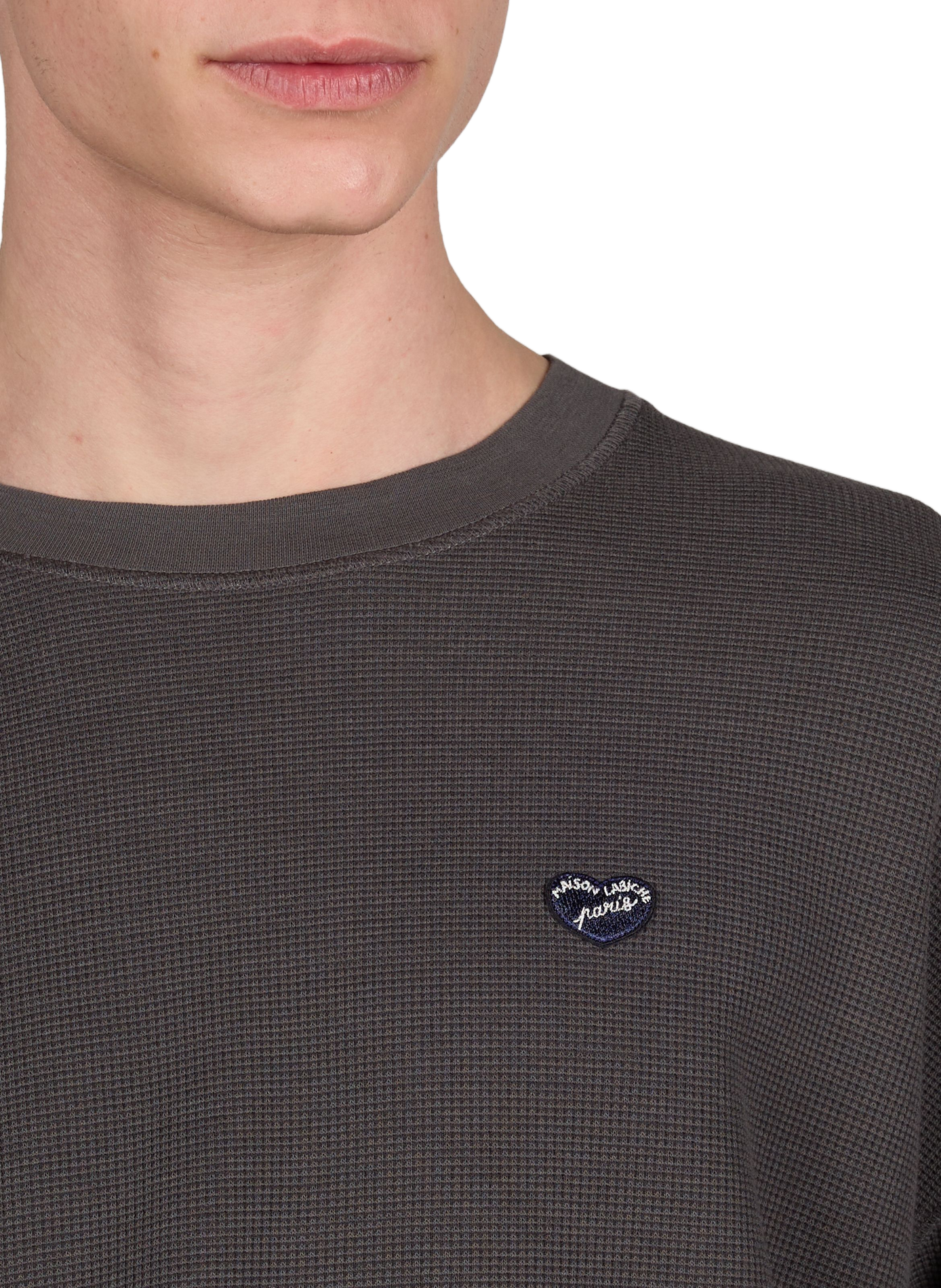 Pull col rond en coton biologique mélangé MAISON LABICHE Noir