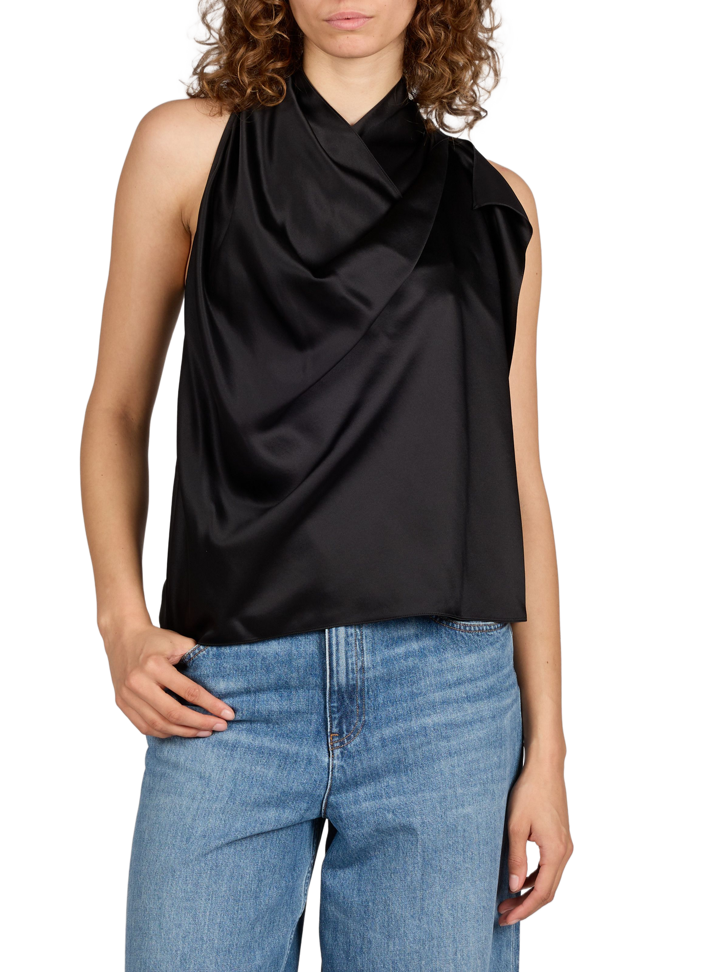 Silk satin fluid top HELMUT LANG Black