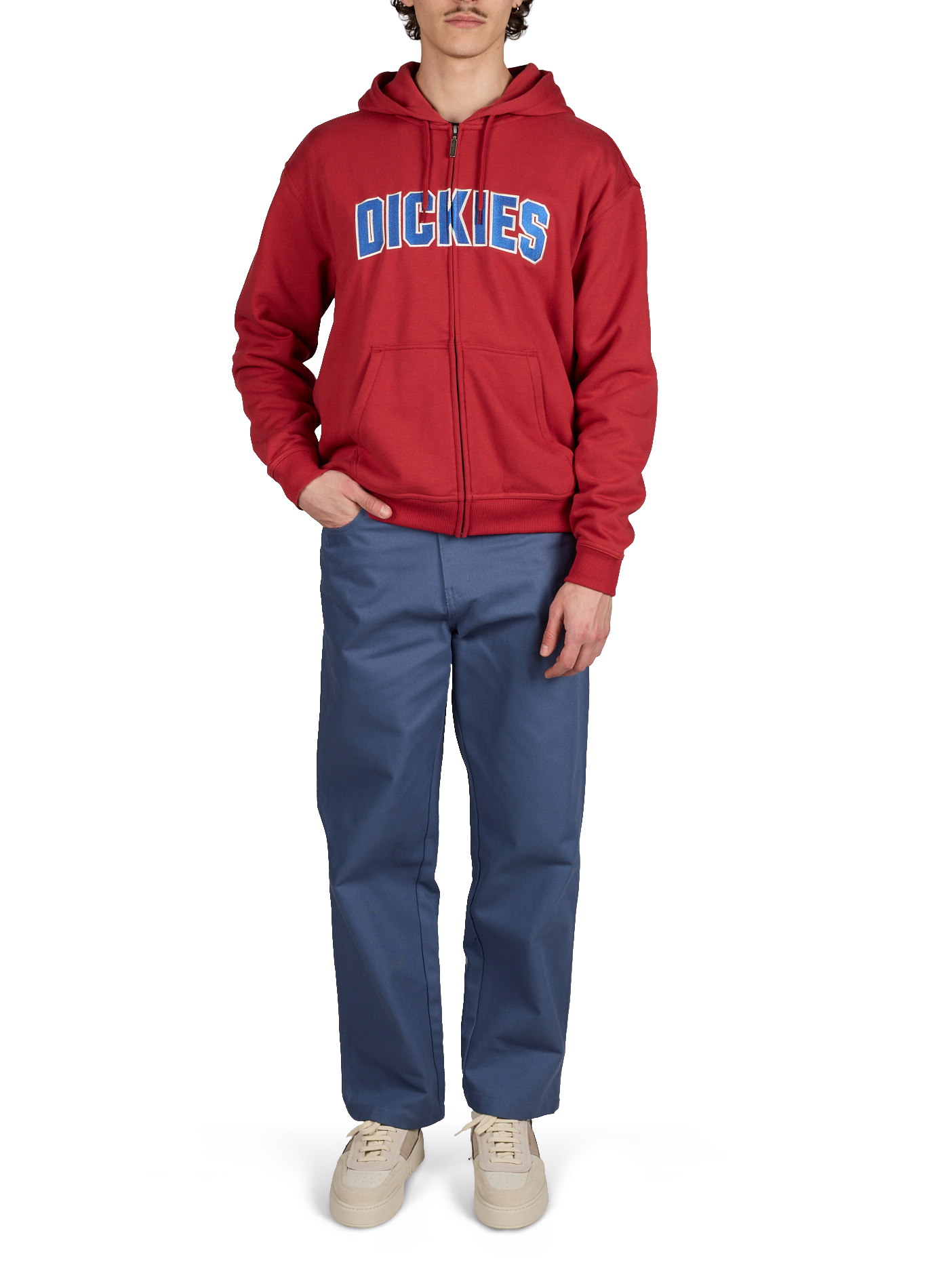 Sweat zip à capuche en coton mélangé DICKIES Rouge