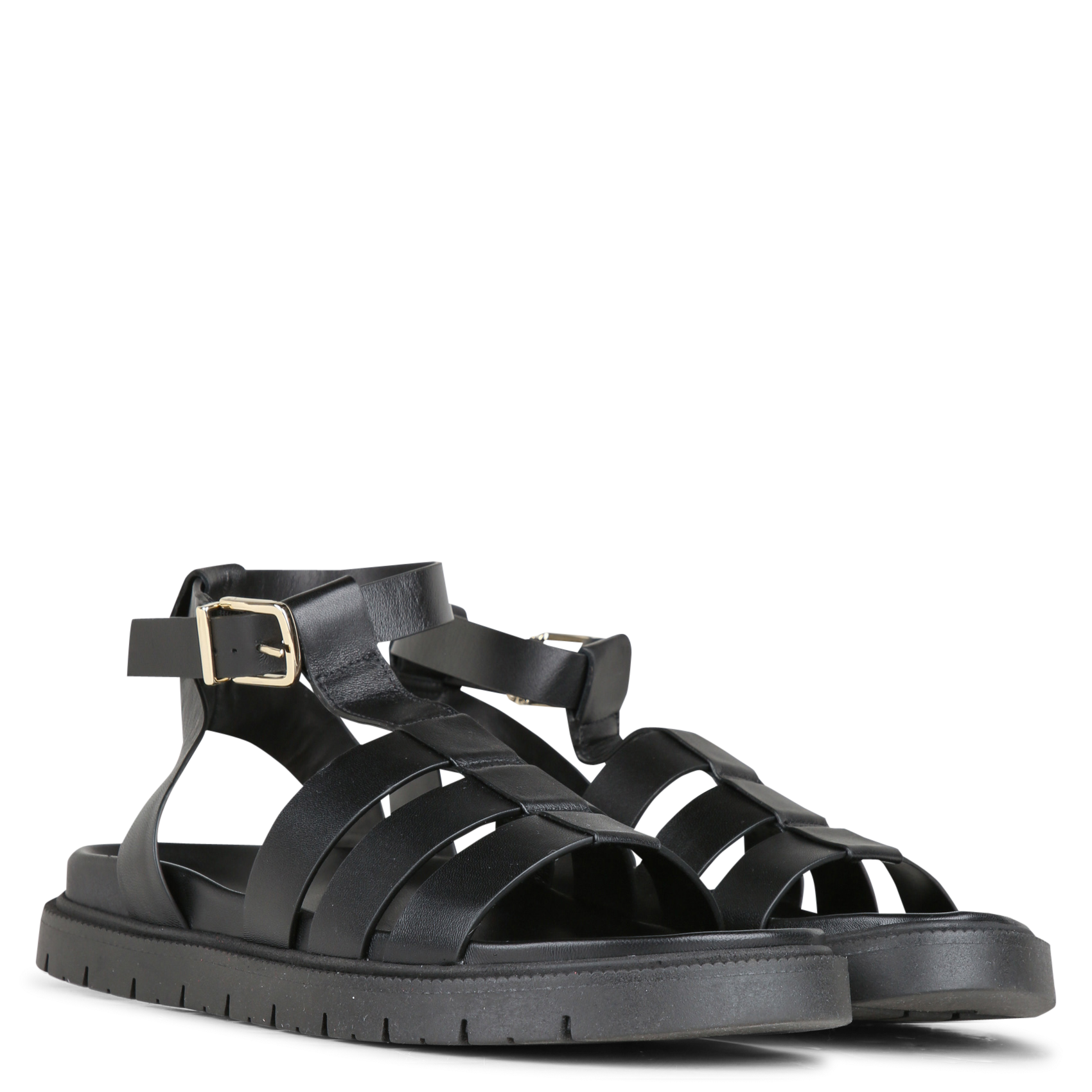 Sandales plates en cuir nellie BOBBIES Noir