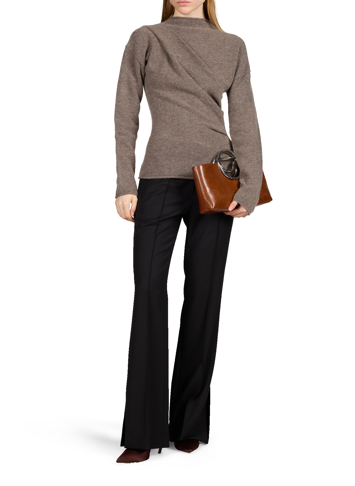 Sac à main en cuir de lézard COPERNI Marron