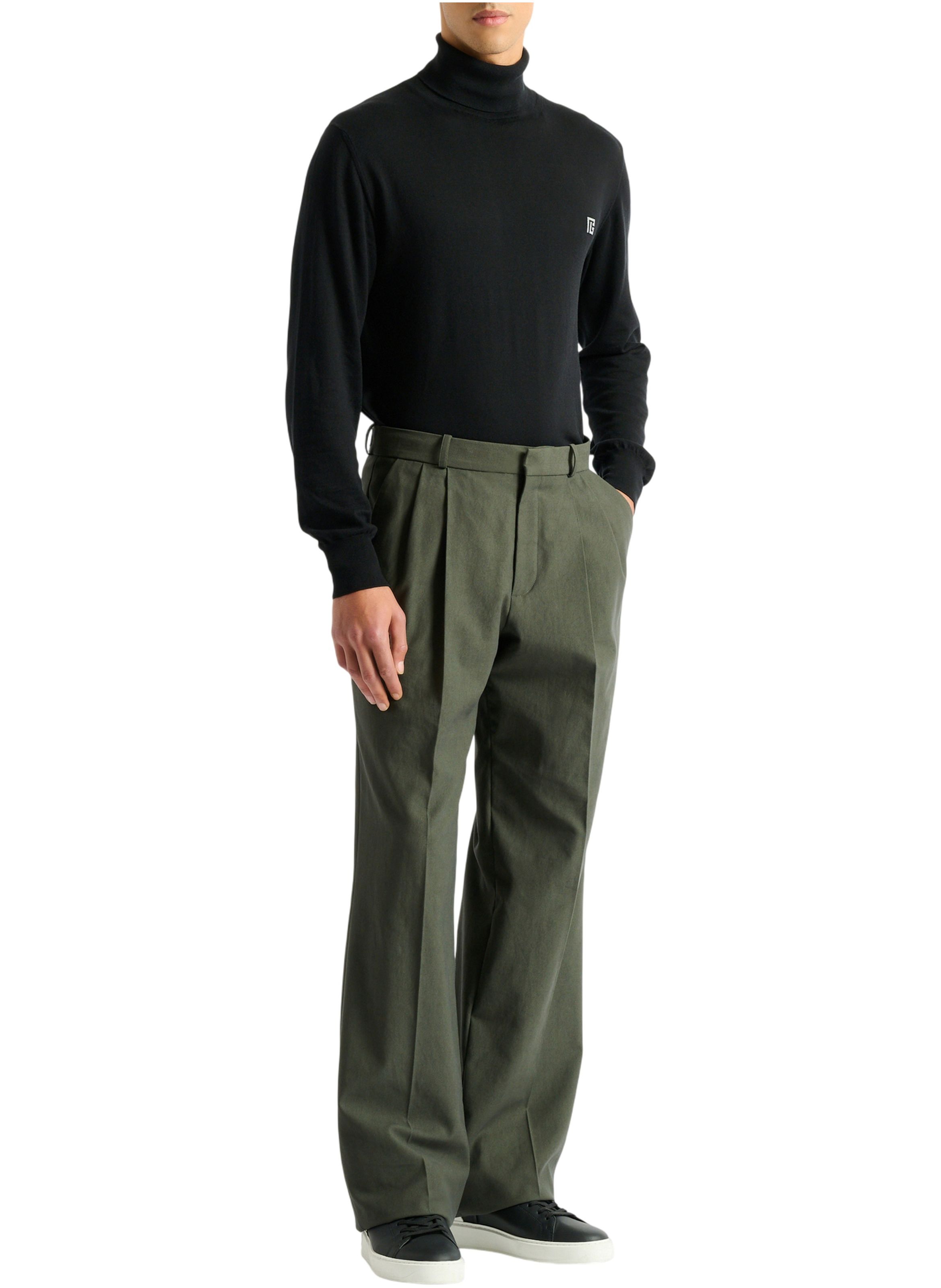 Pantalon en sergé de coton BALMAIN Vert