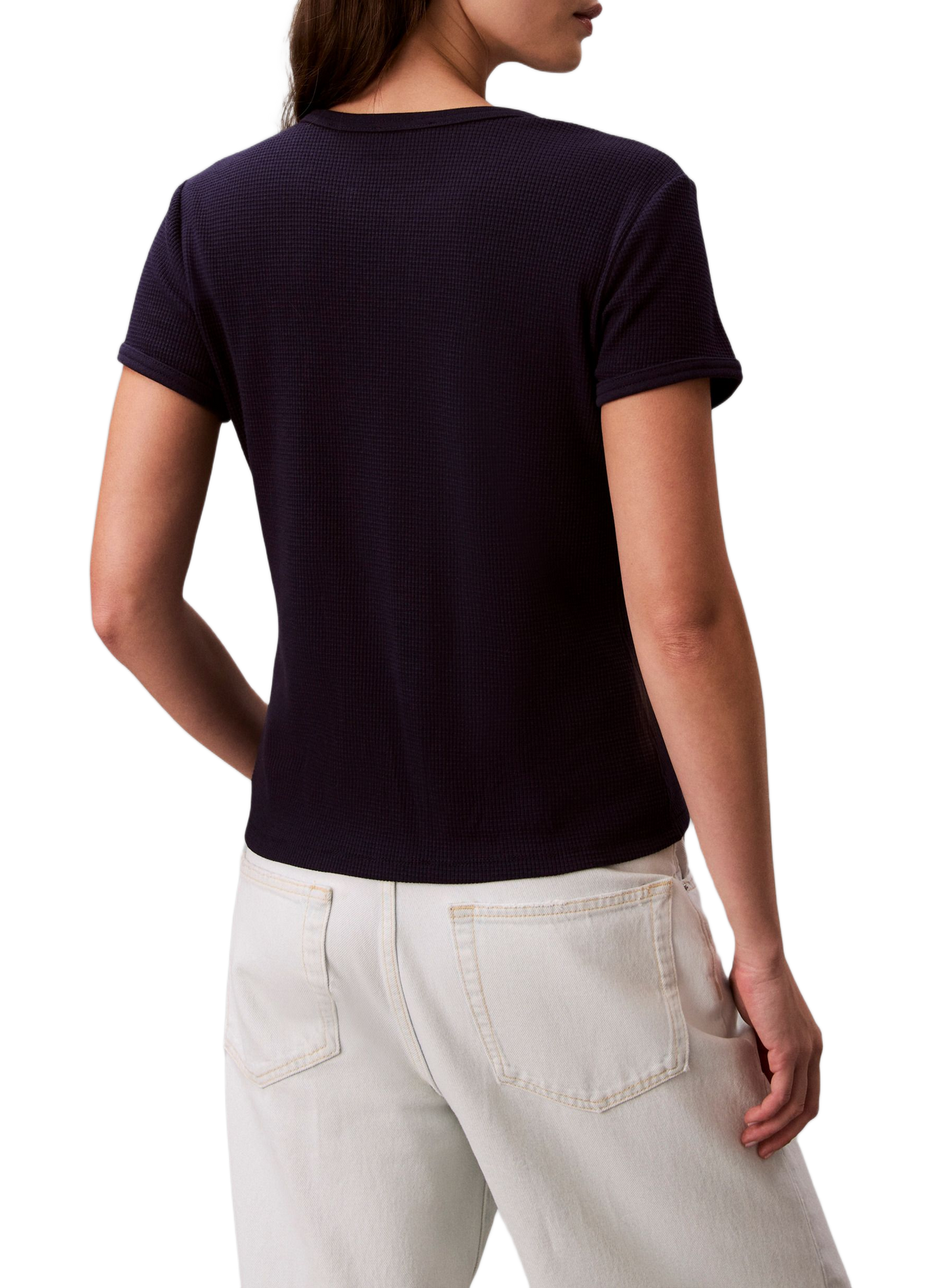 T-shirt gaufré en coton mélangé CALVIN KLEIN Bleu