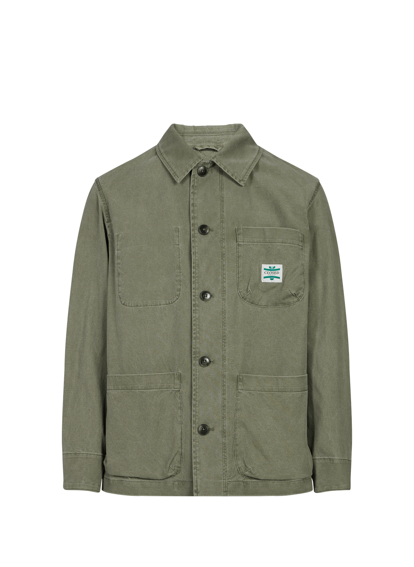 Jacket with classic cotton collar CLOSED Green